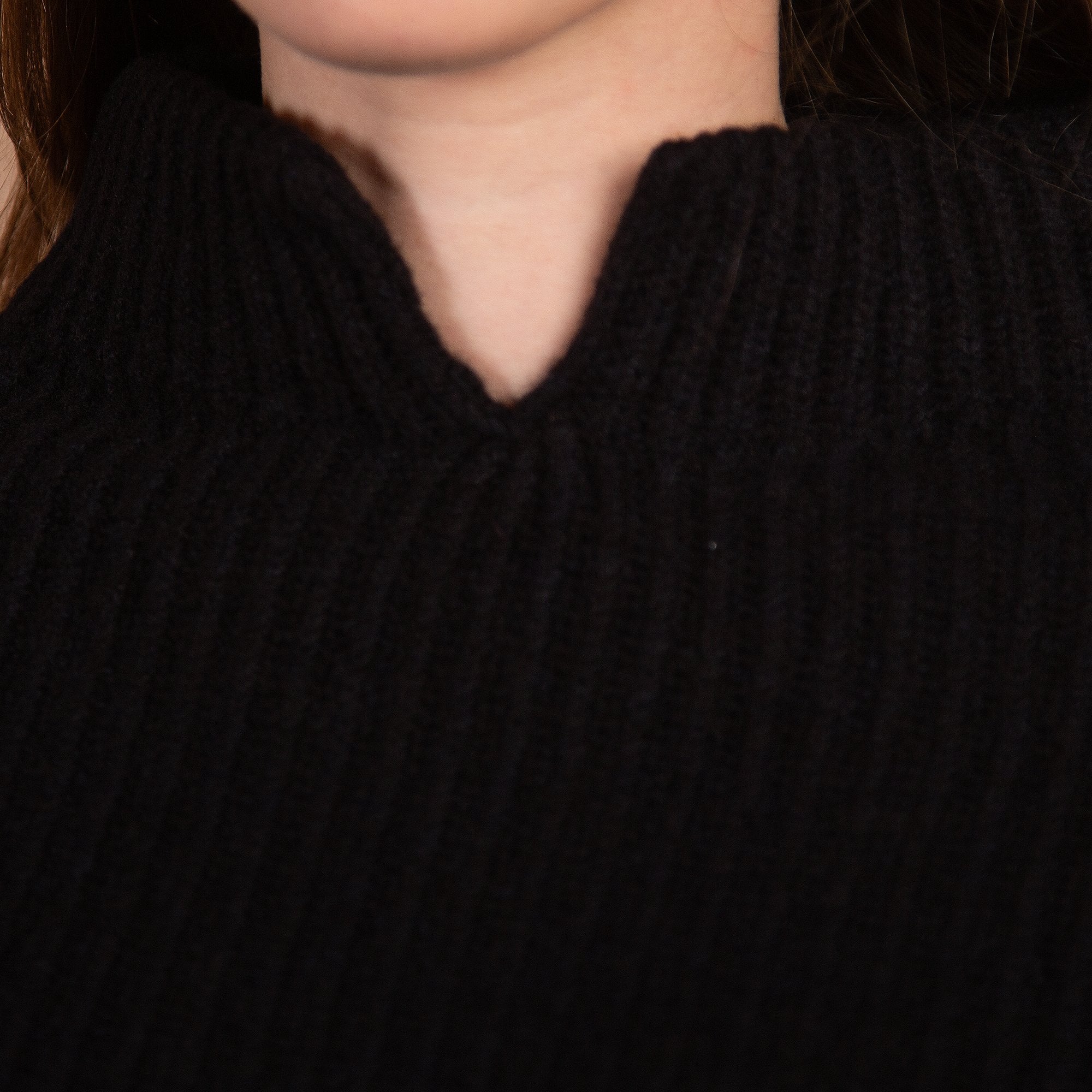 Monari Rib Split Collar Jumper With Sequin Cuff Black