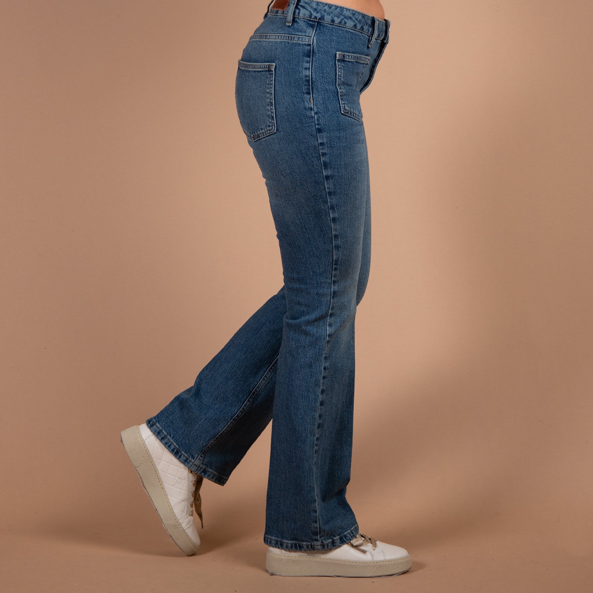 Oui Pocket Front Mid-rise Bootcut Jean Denim