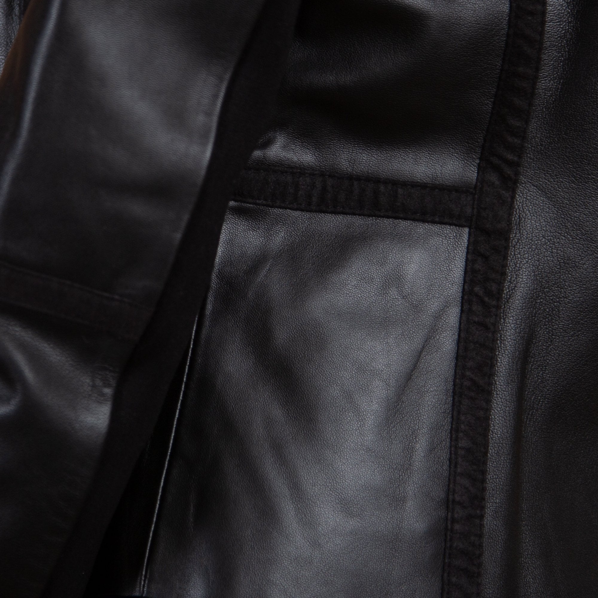 Rino & Pelle Torri Collarless Leather Jacket With Jersey Insert Black