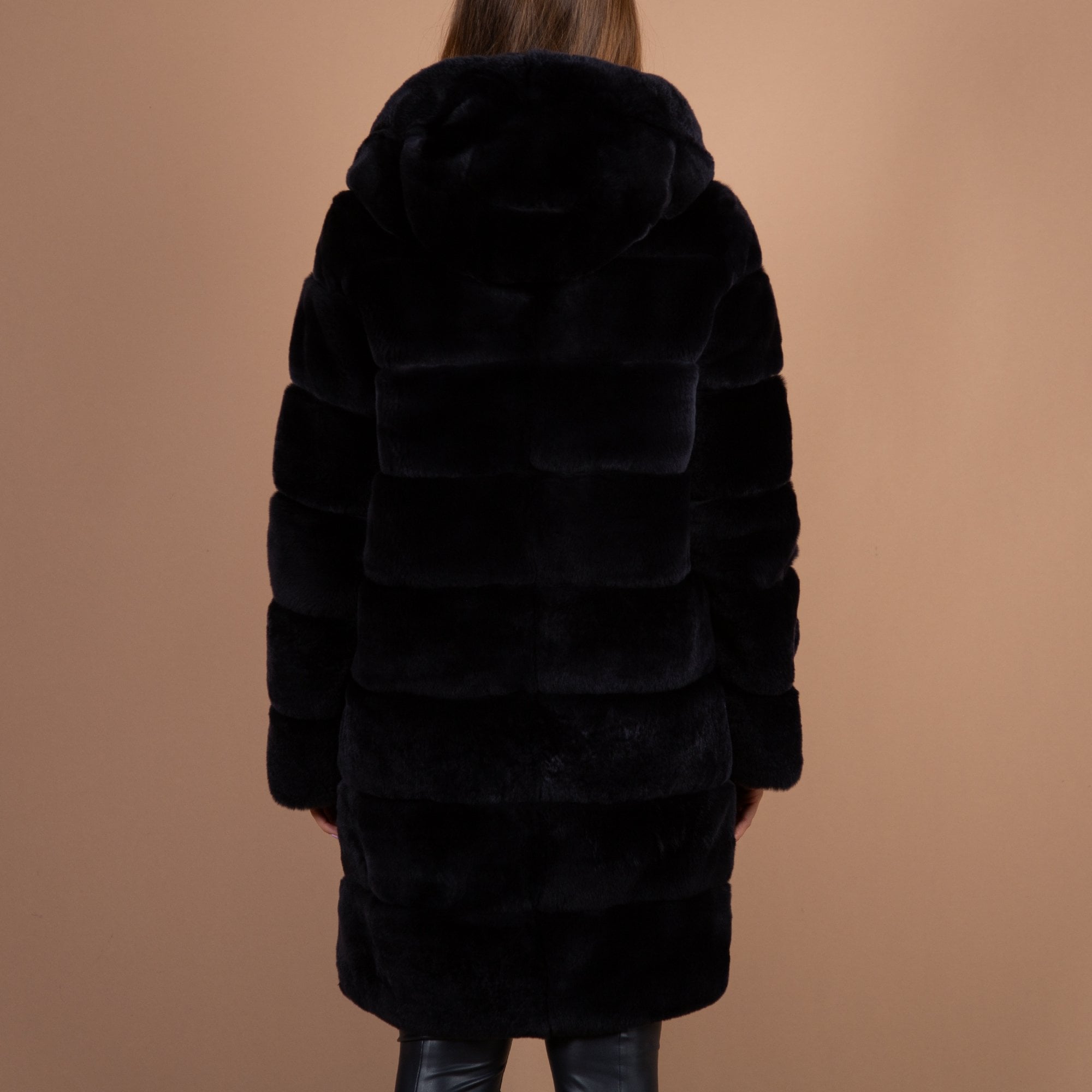 Levinsky Alba Wide Panel Fur Midi Coat Dellon Blue