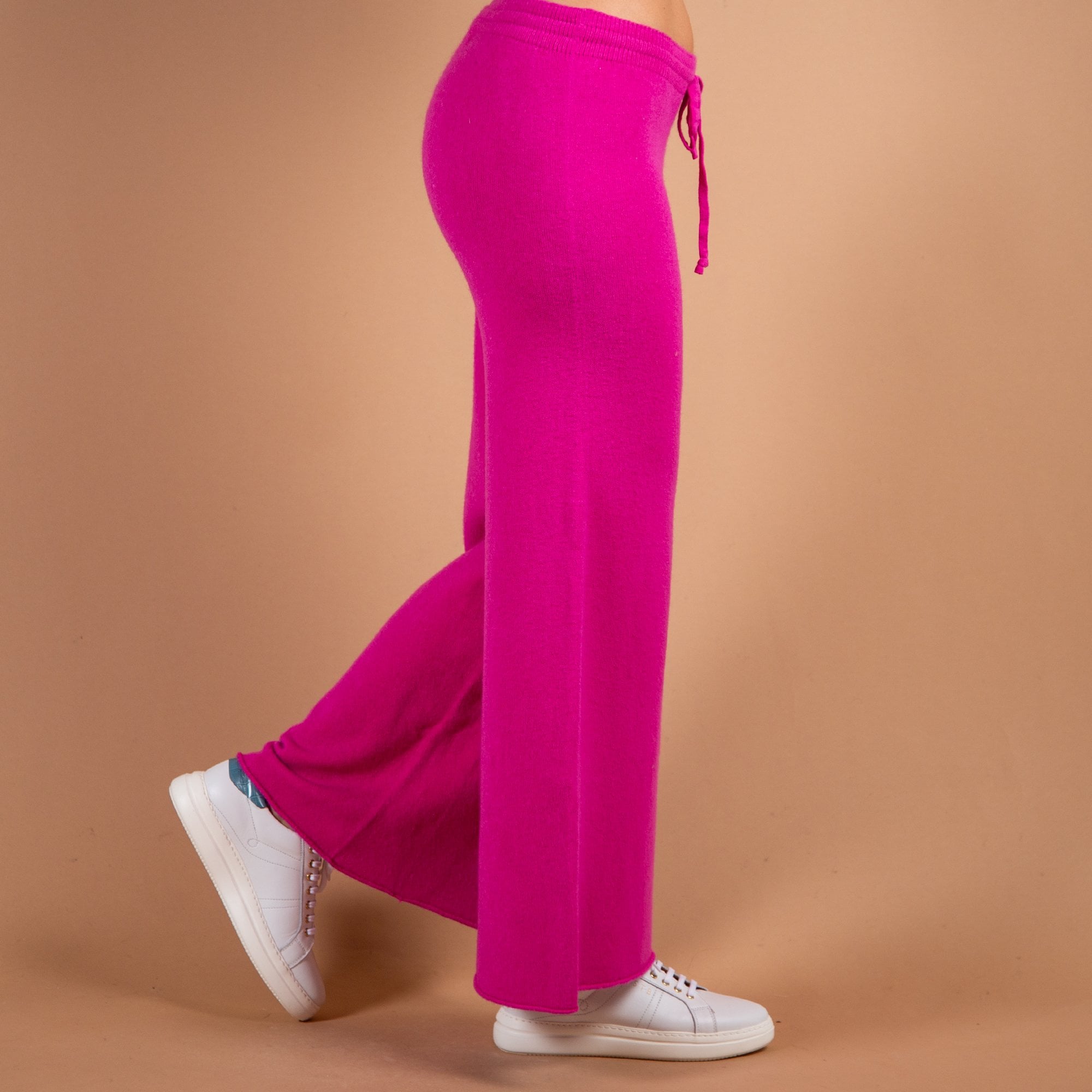 Amazing Woman Colette Wide Leg Knit Lounge Trouser With Tie Waist Raspberry 130
