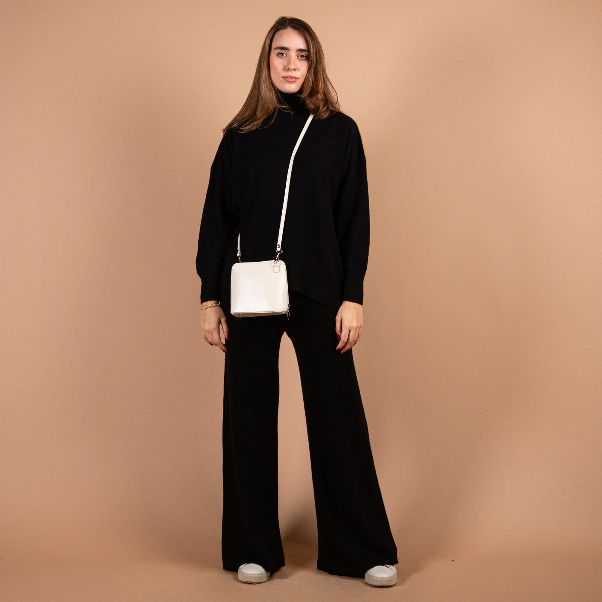 Sister ME Square Leather Crossbody Bag Cream