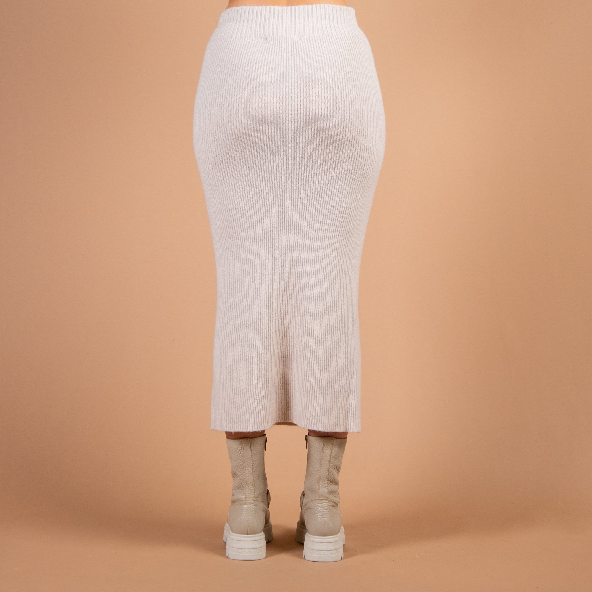 Amazing Woman Saira Ribbed Fitted Midi Skirt Stone 080