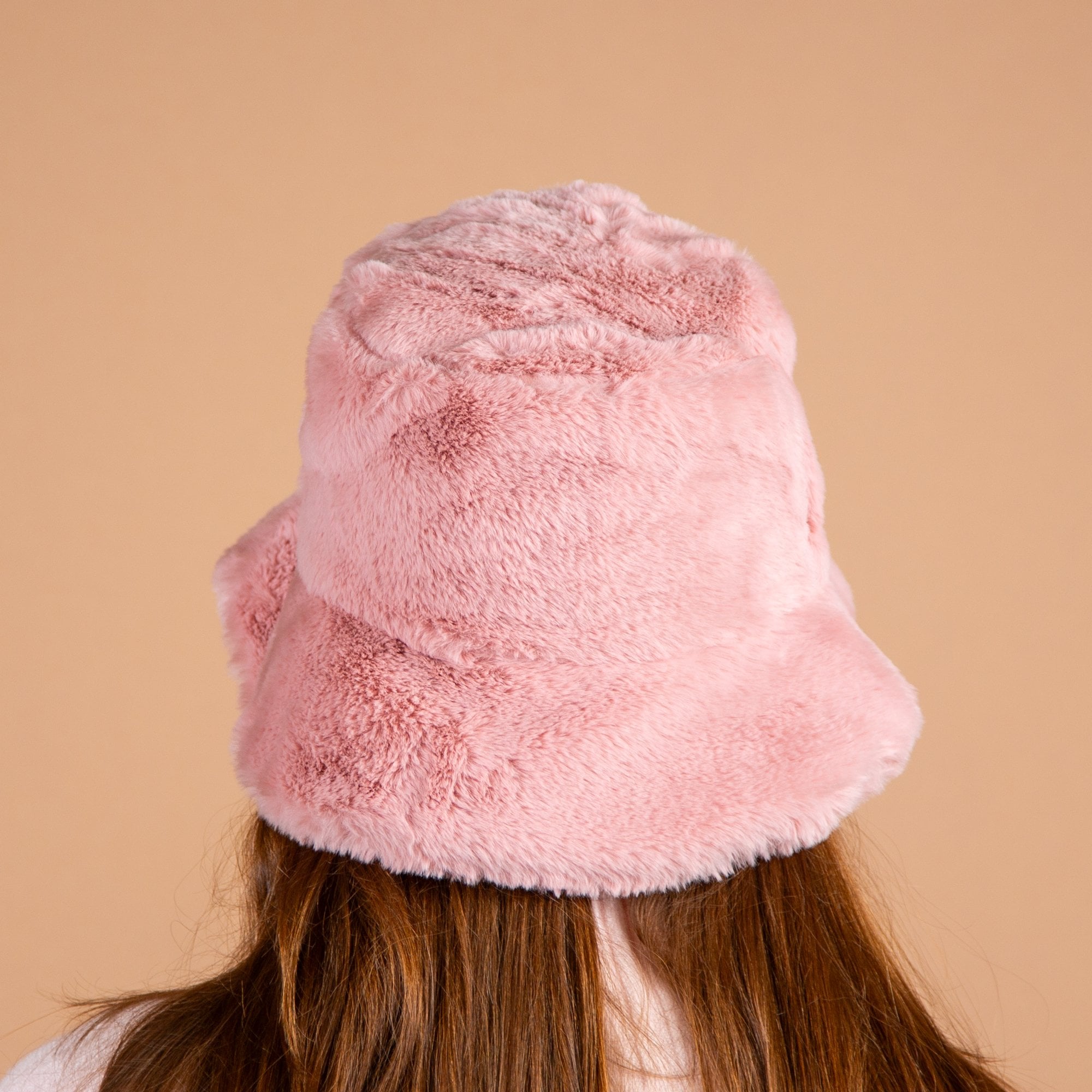 Zelly Faux Fur Bucket Hat Dusty Pink