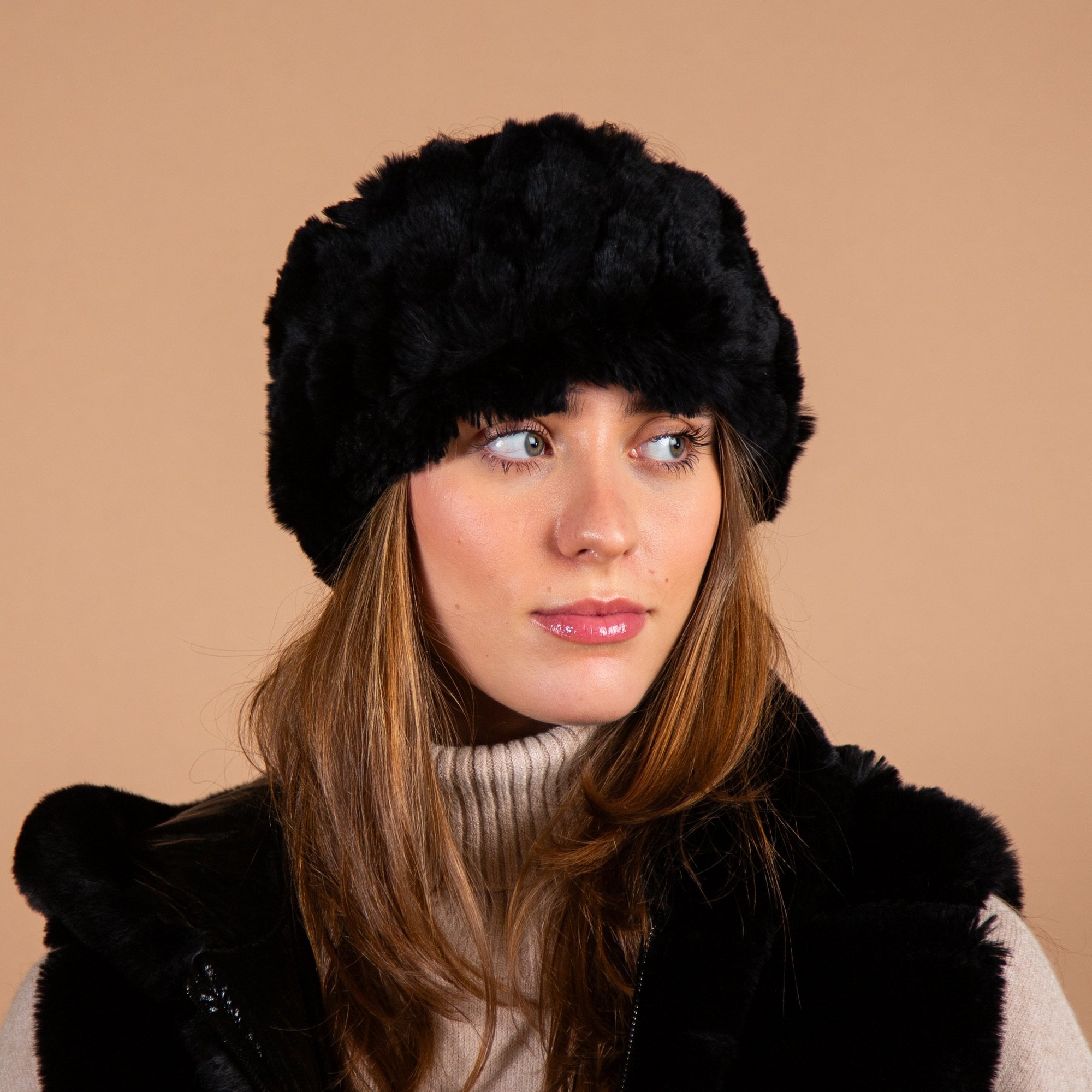 Levinsky Knitted Fur Headband Black