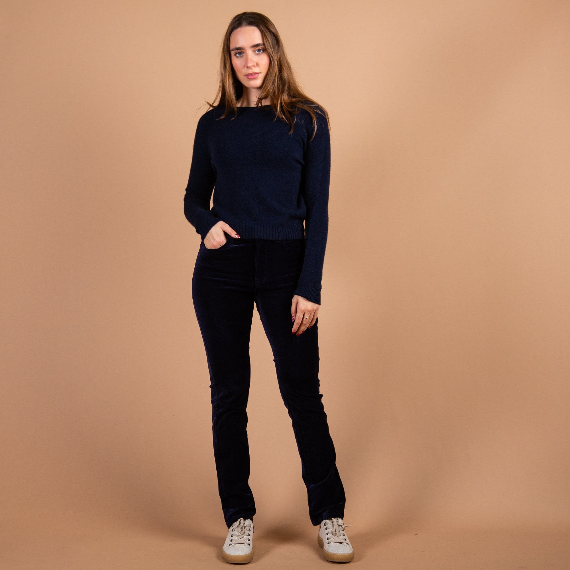 Amazing Woman Slim Fit Velvet Jeans Navy