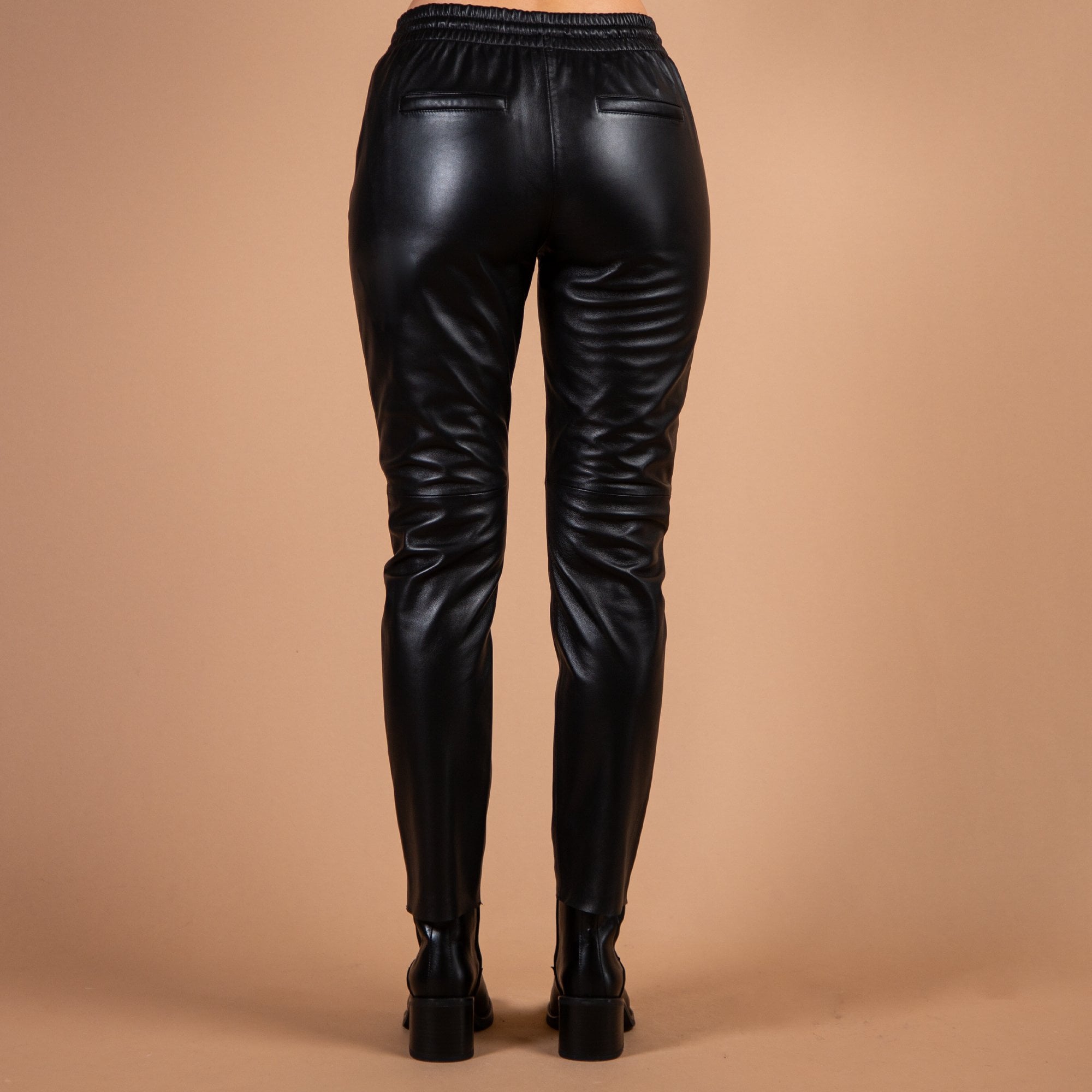 Oakwood Gift Leather Pull On Trouser With Elasticated Black