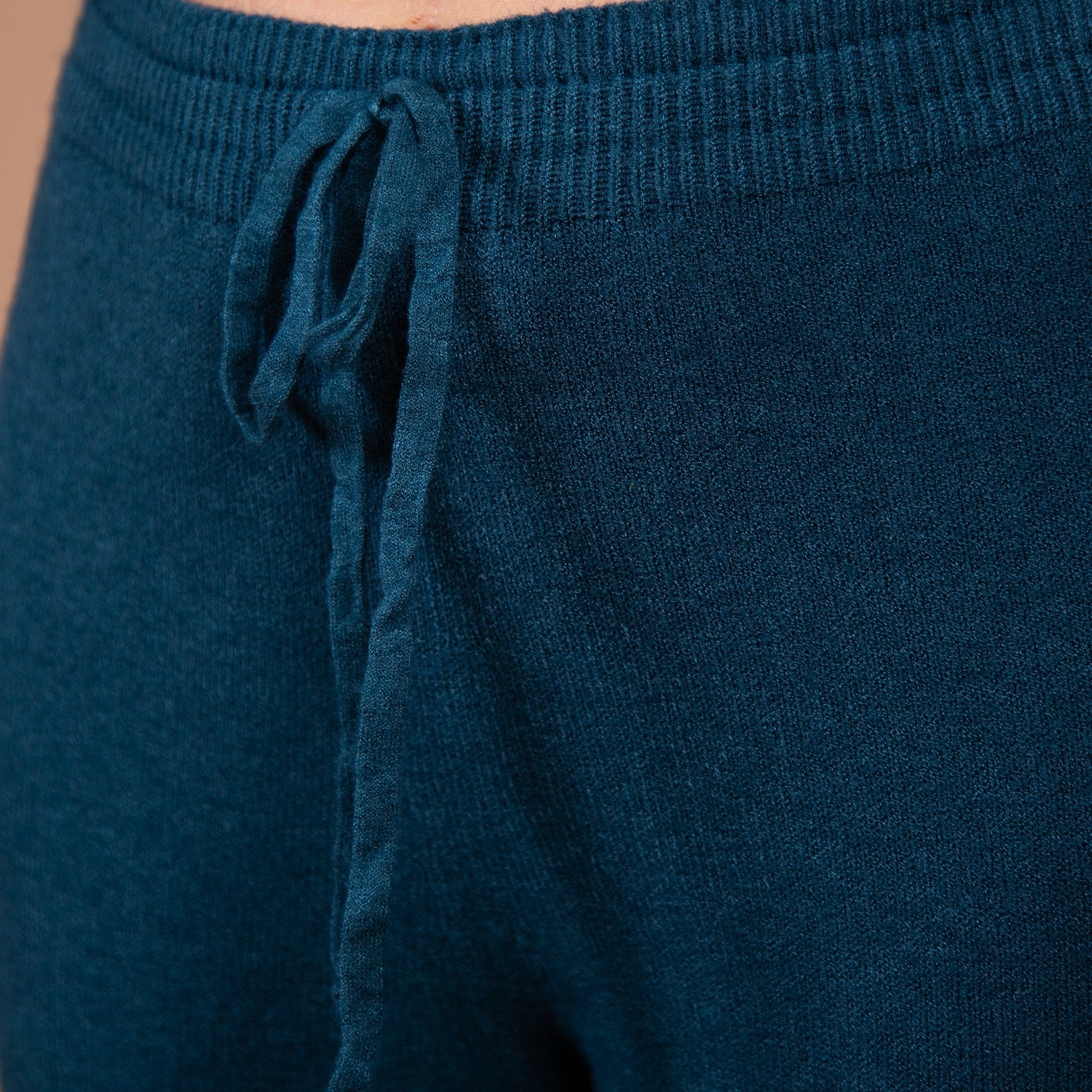 Amazing Woman Colette Wide Leg Knit Lounge Trouser With Tie Waist Dark Teal 382