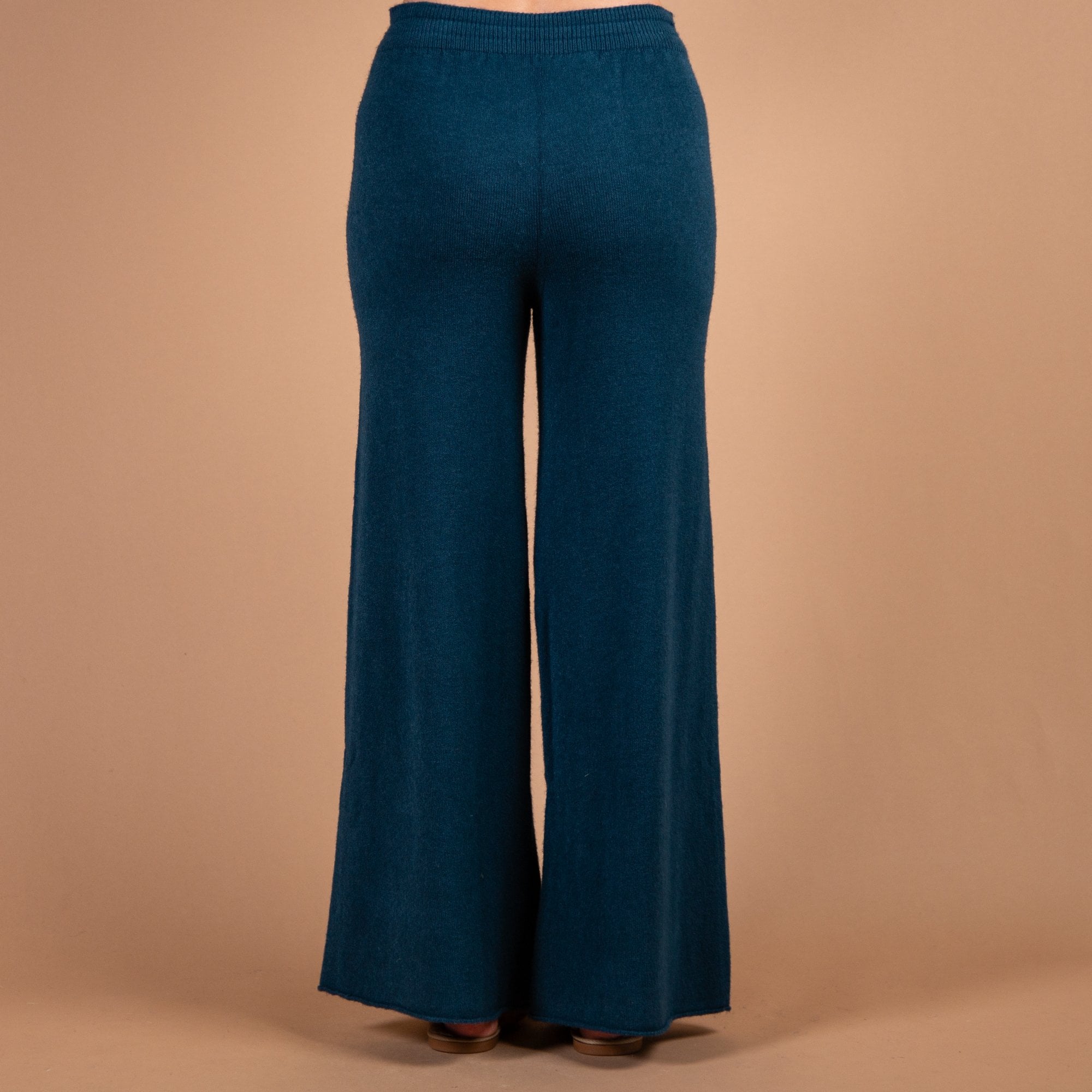 Amazing Woman Colette Wide Leg Knit Lounge Trouser With Tie Waist Dark Teal 382