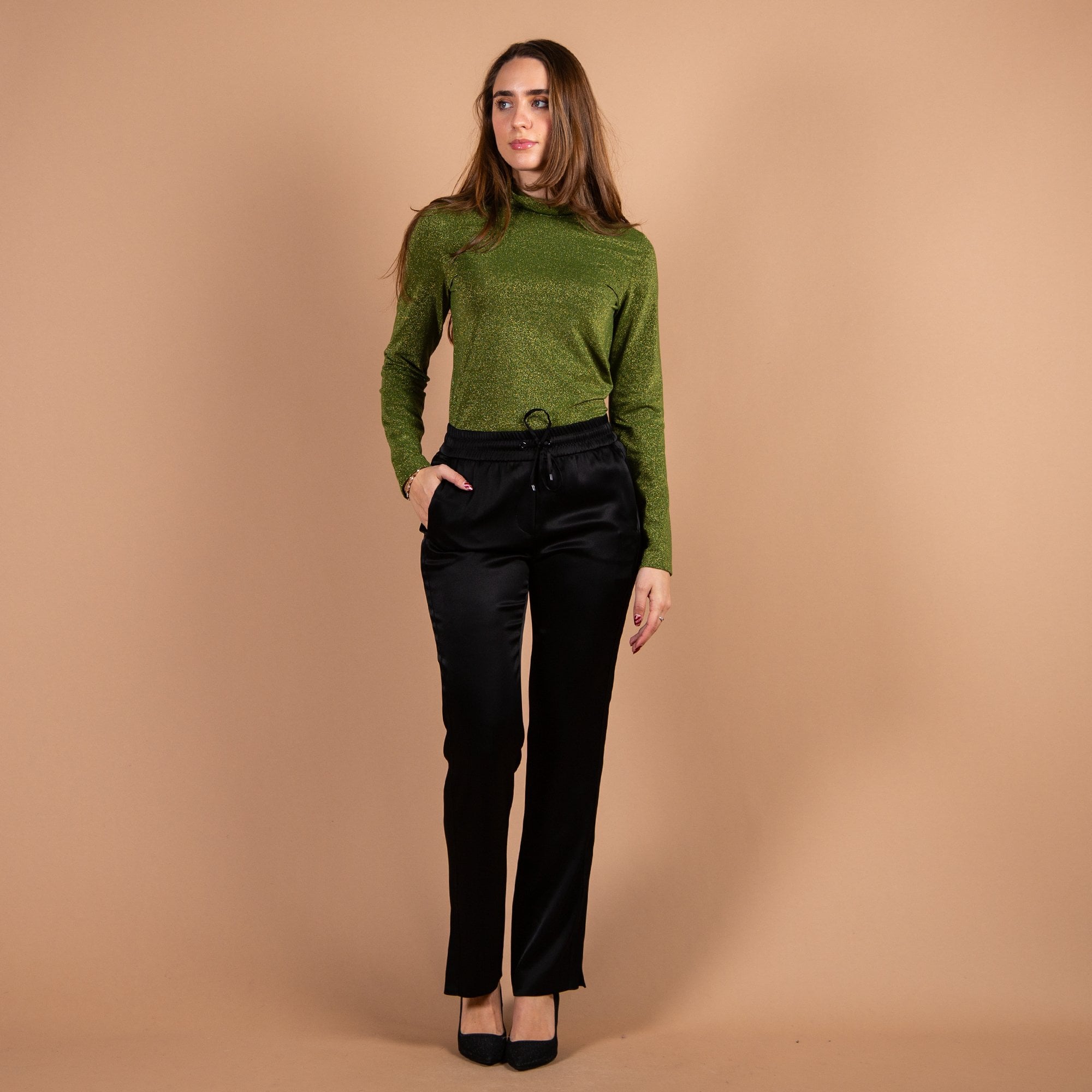 Marc Cain Drawstring Satin Trouser Black