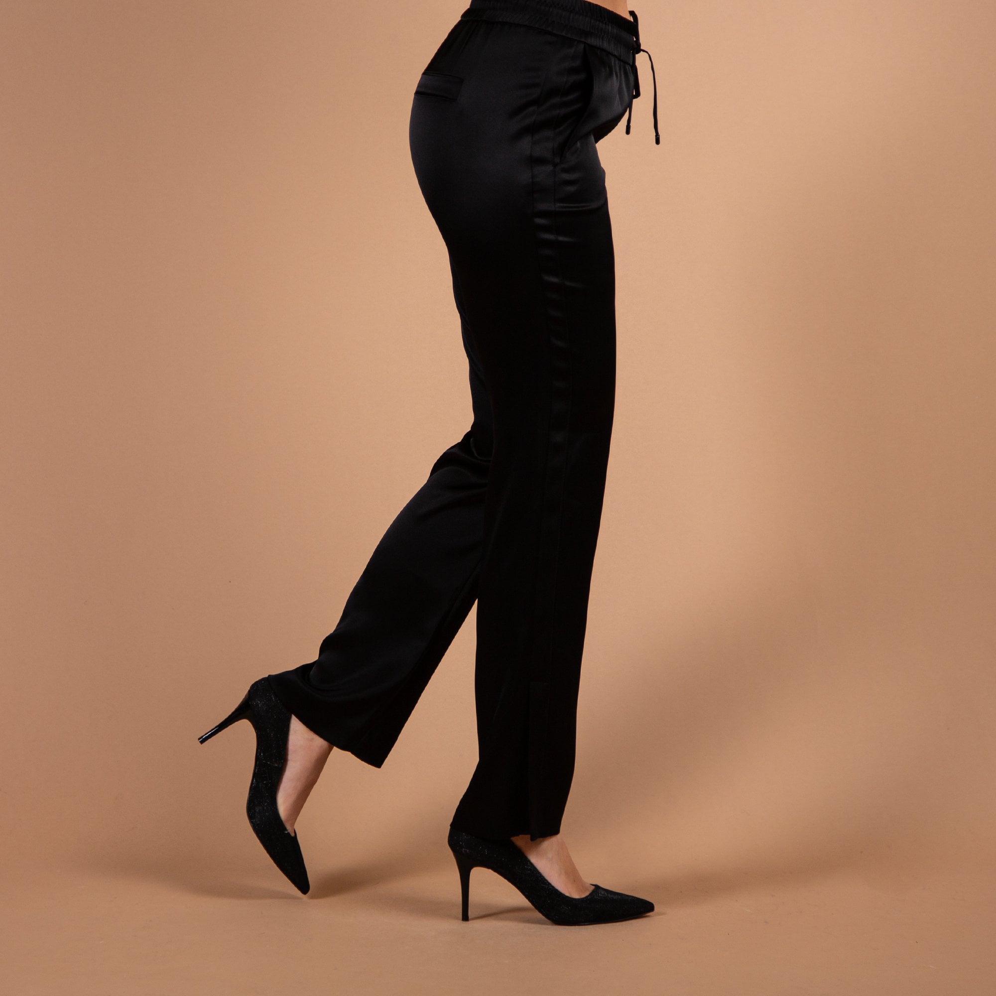 Marc Cain Drawstring Satin Trouser Black