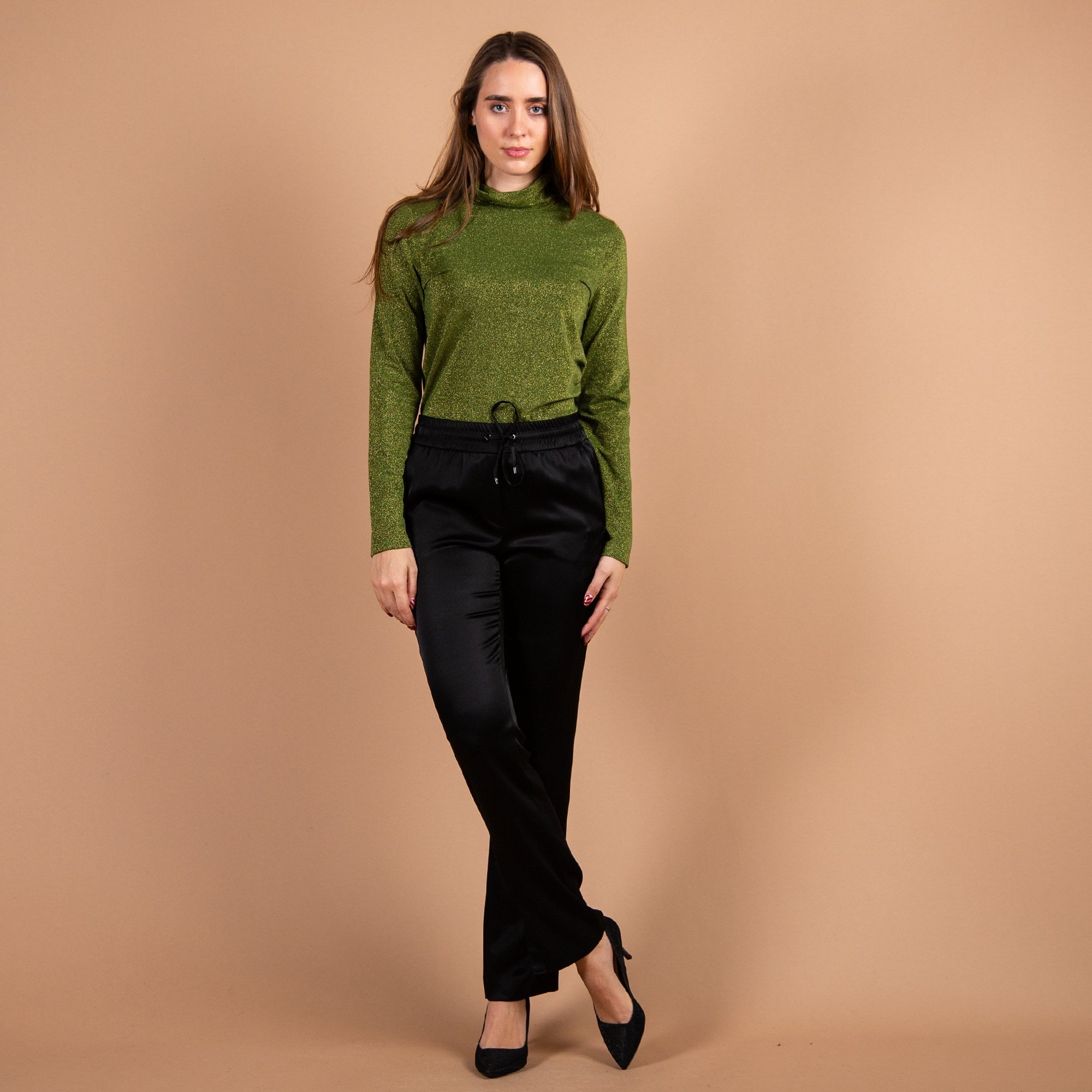 Marc Cain Drawstring Satin Trouser Black