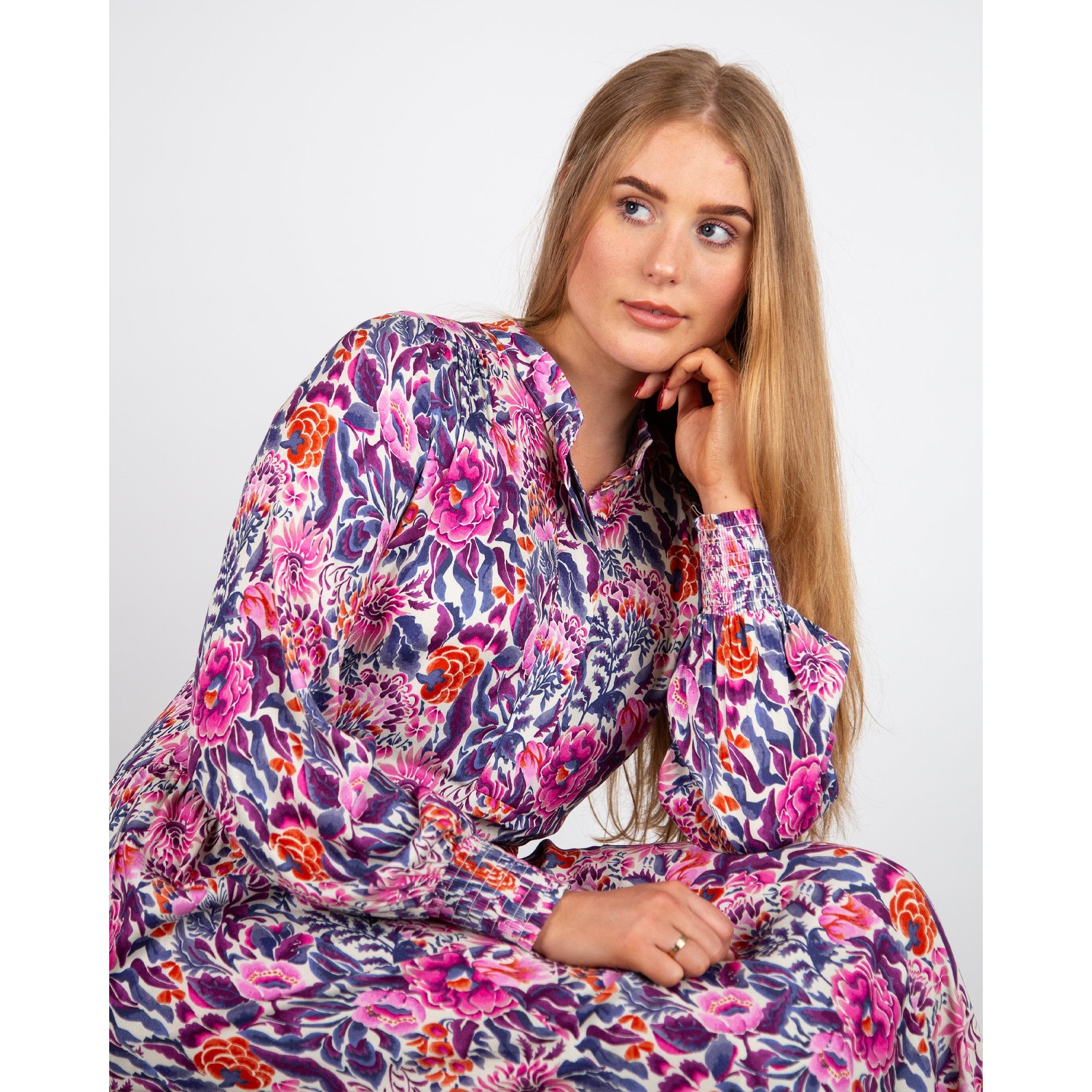 Dea Kudibal Marladea EV Floral Print Crepe Maxi Dress Tehuana Villea