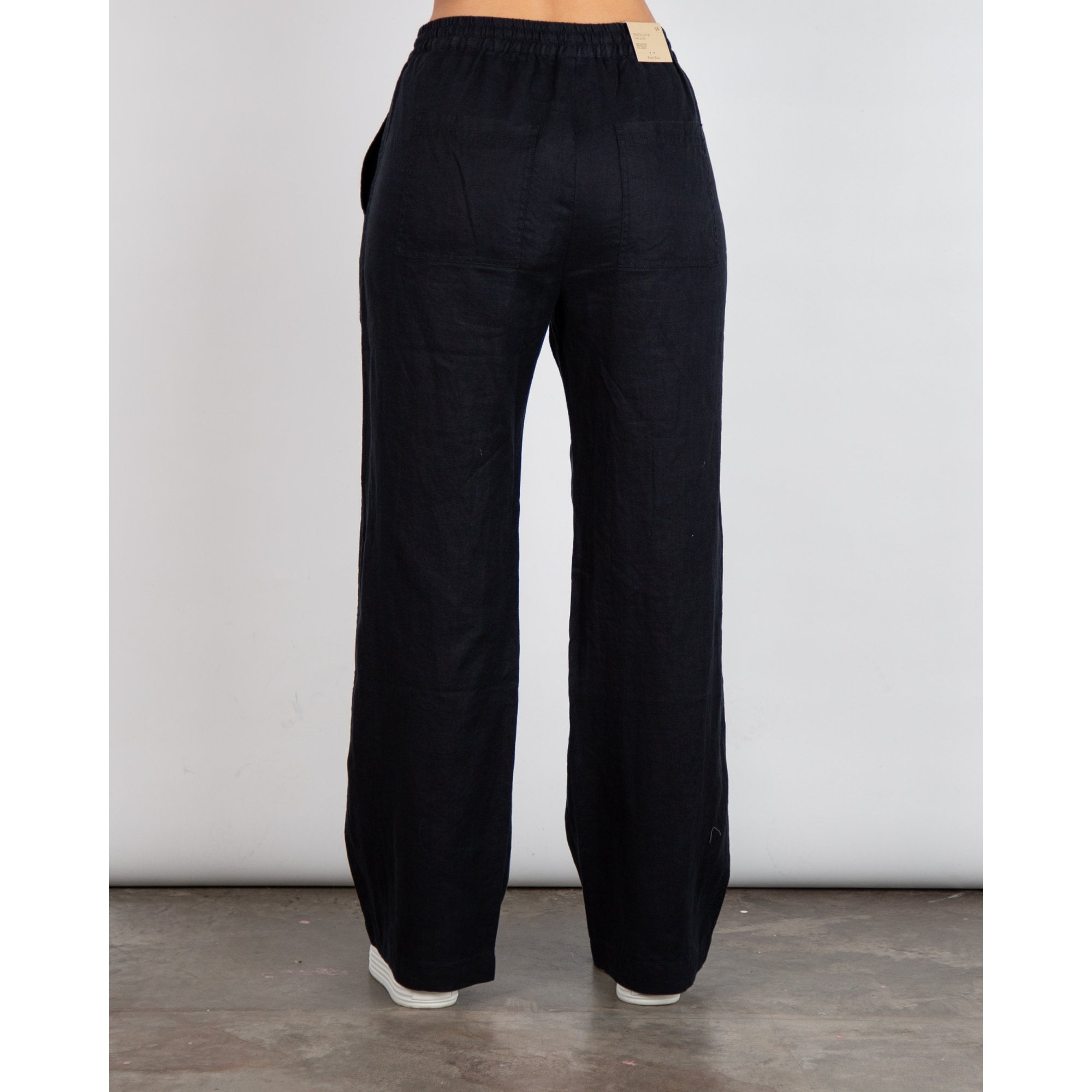 Part Two Eniola Elasticated Waist Wide Leg Linen Trousers Navy