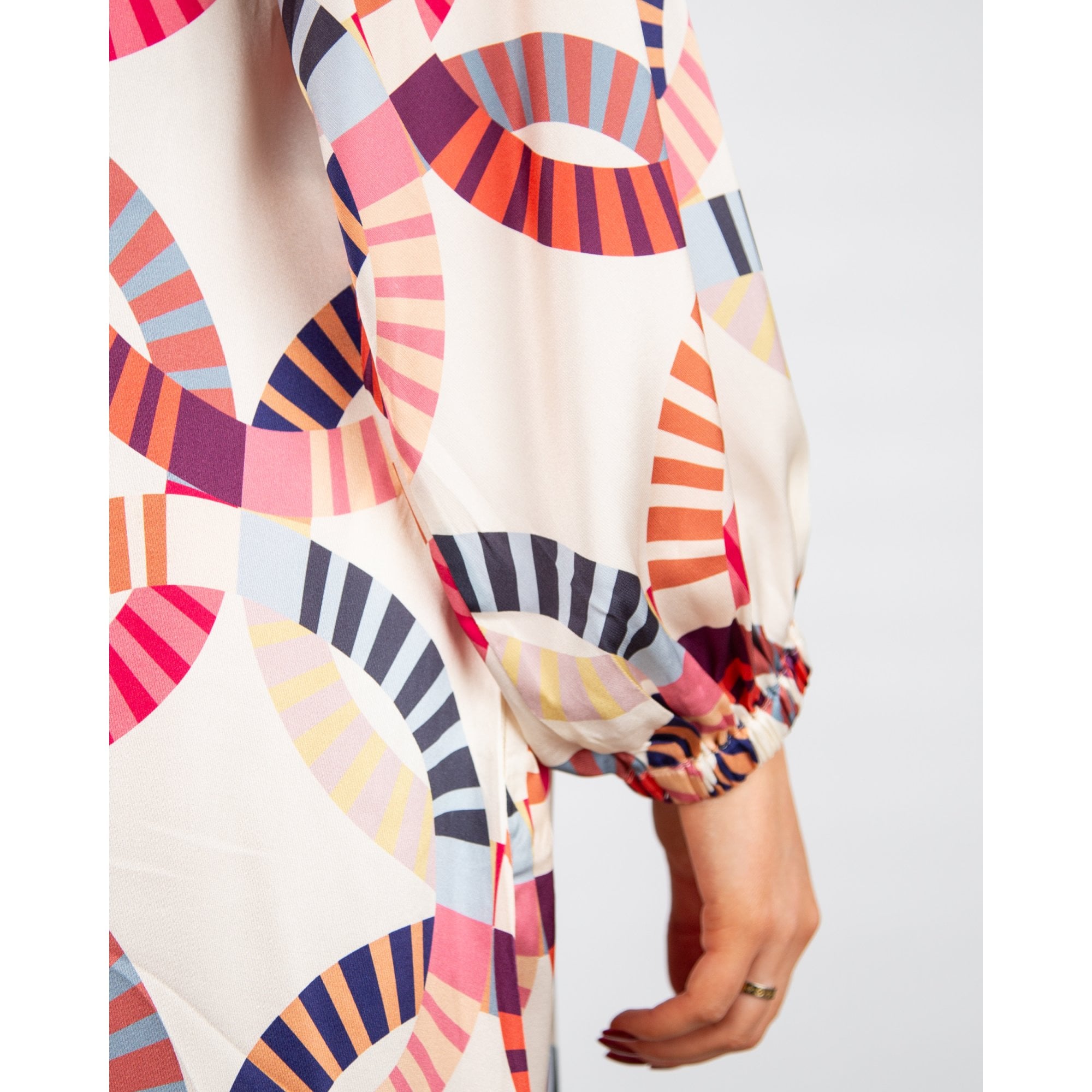 Dea Kudibal Zariadea Oversized Tie Neck Circle Print Silk Dress El Sol