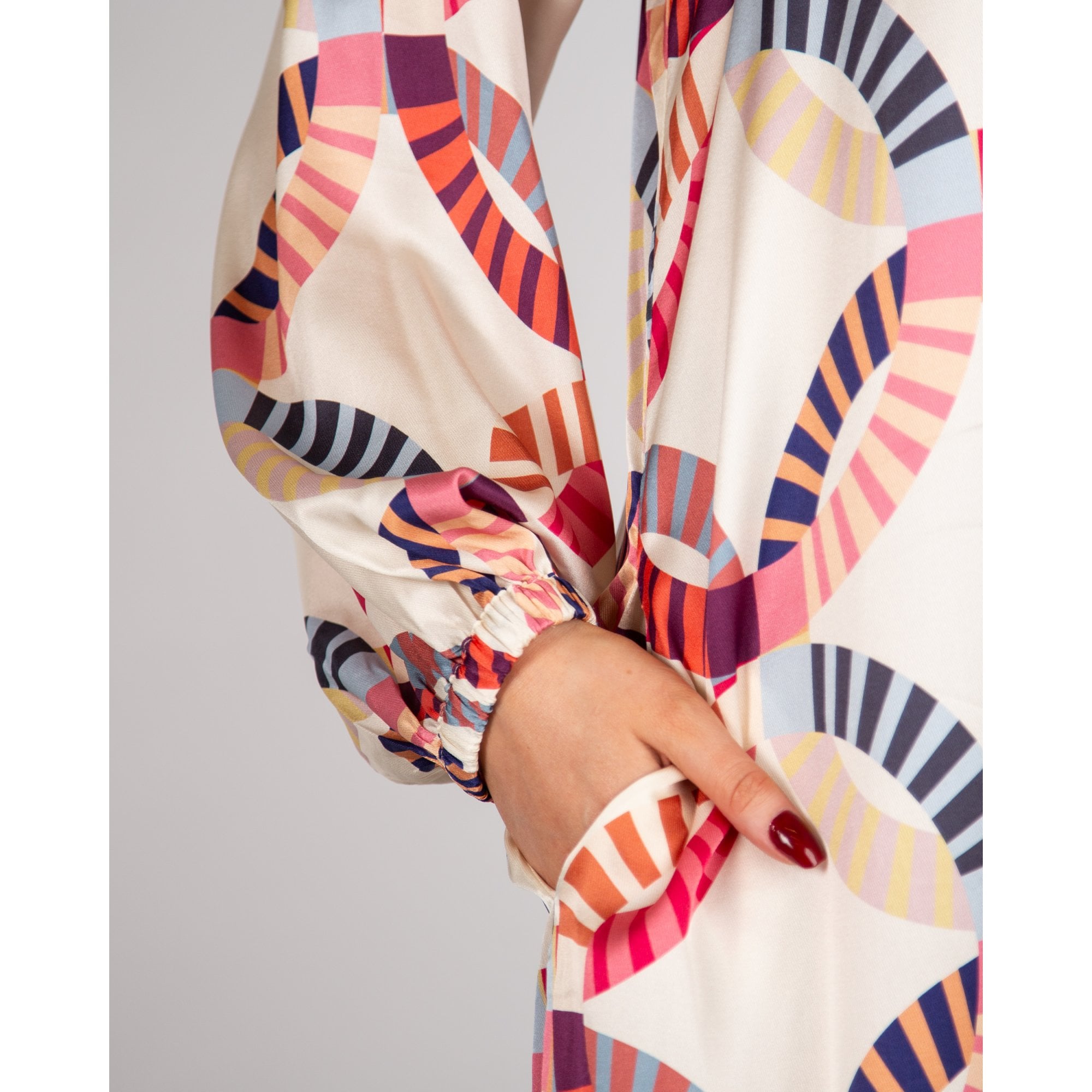 Dea Kudibal Zariadea Oversized Tie Neck Circle Print Silk Dress El Sol