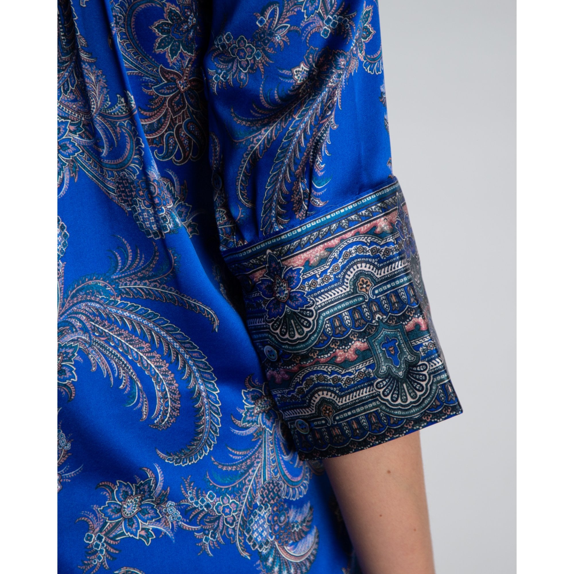 Dea Kudibal Kamidea Mandarin Style Paisley Print Silk Blouse Cachemir