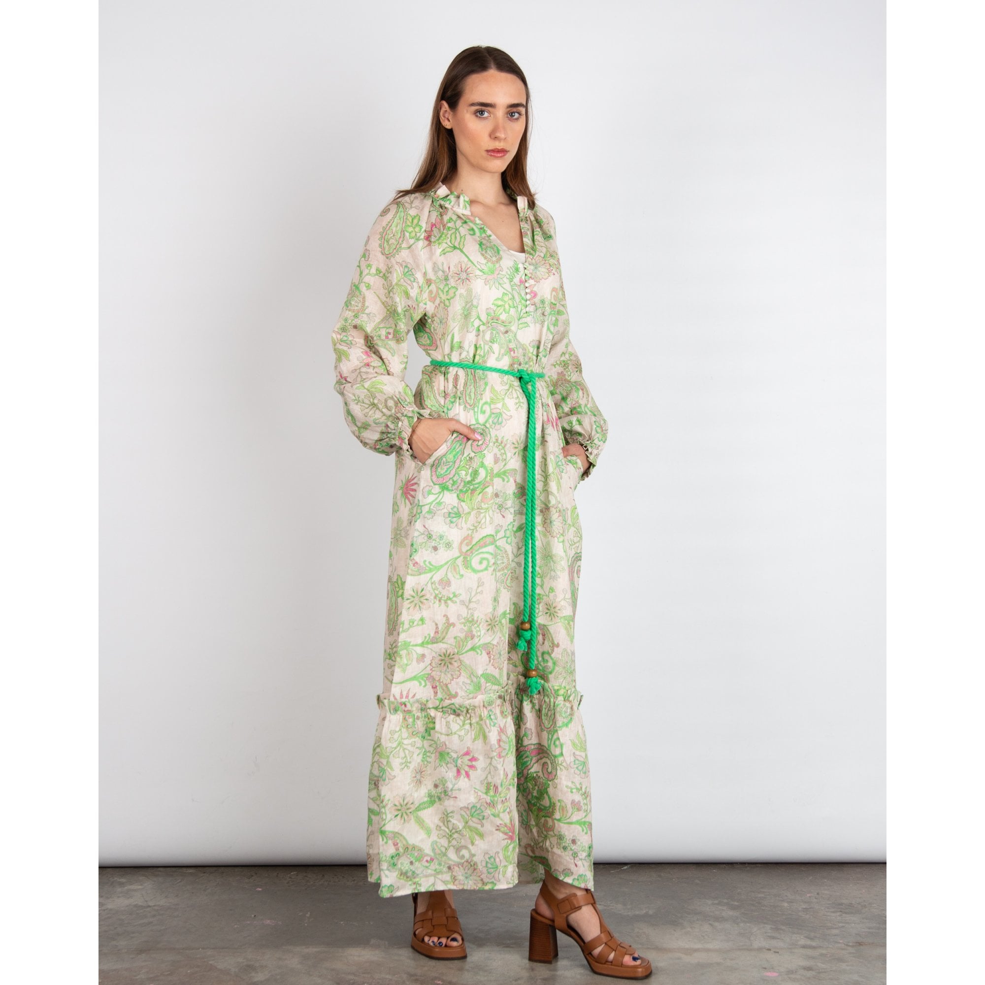 fitted lace wedding dress Dea Kudibal Idaniadea NS Paisley Print Linen Maxi Dress With Rope Belt  Paisley Frog – SisterOnlinestore