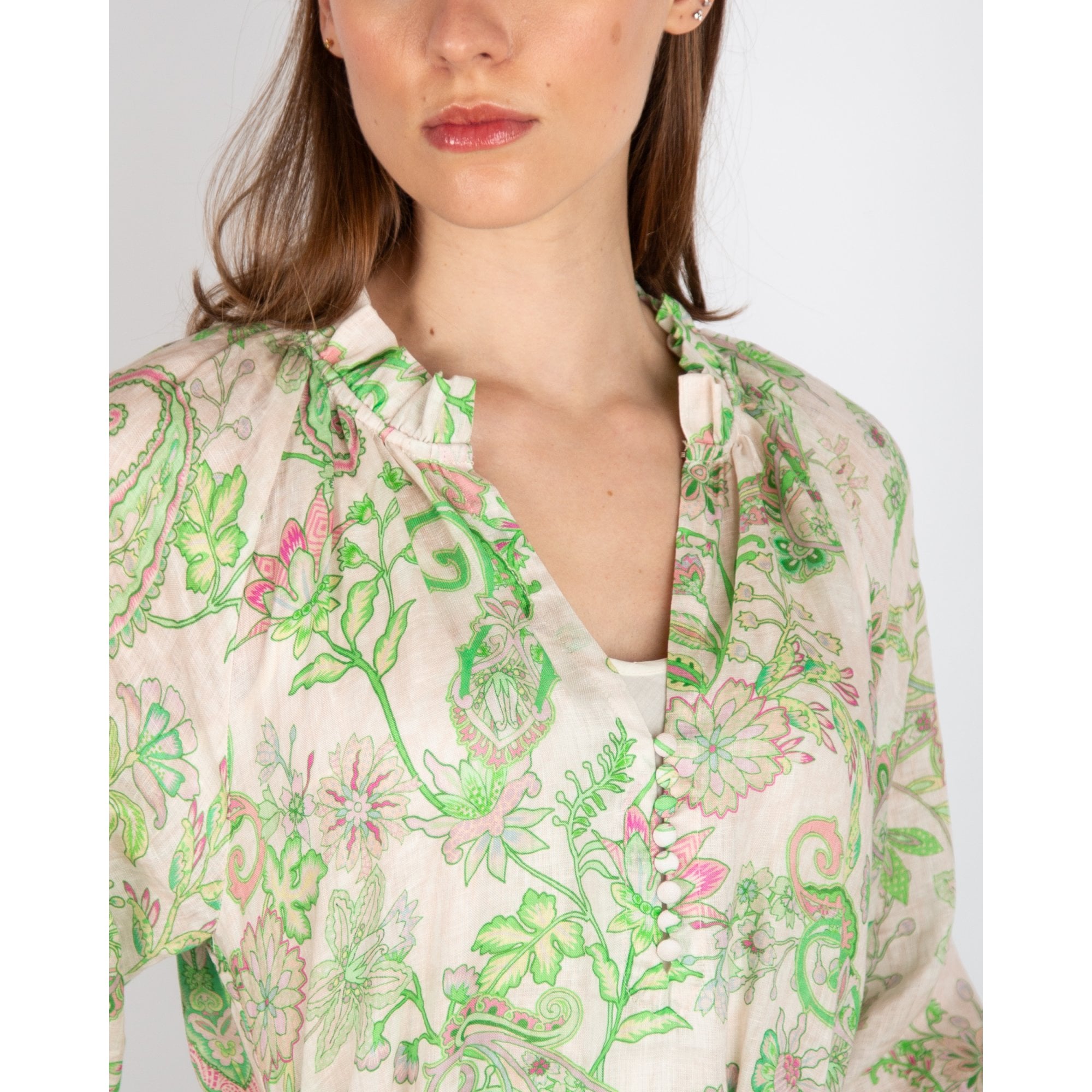 Dea Kudibal Idaniadea NS Paisley Print Linen Maxi Dress With Rope Belt Paisley Frog