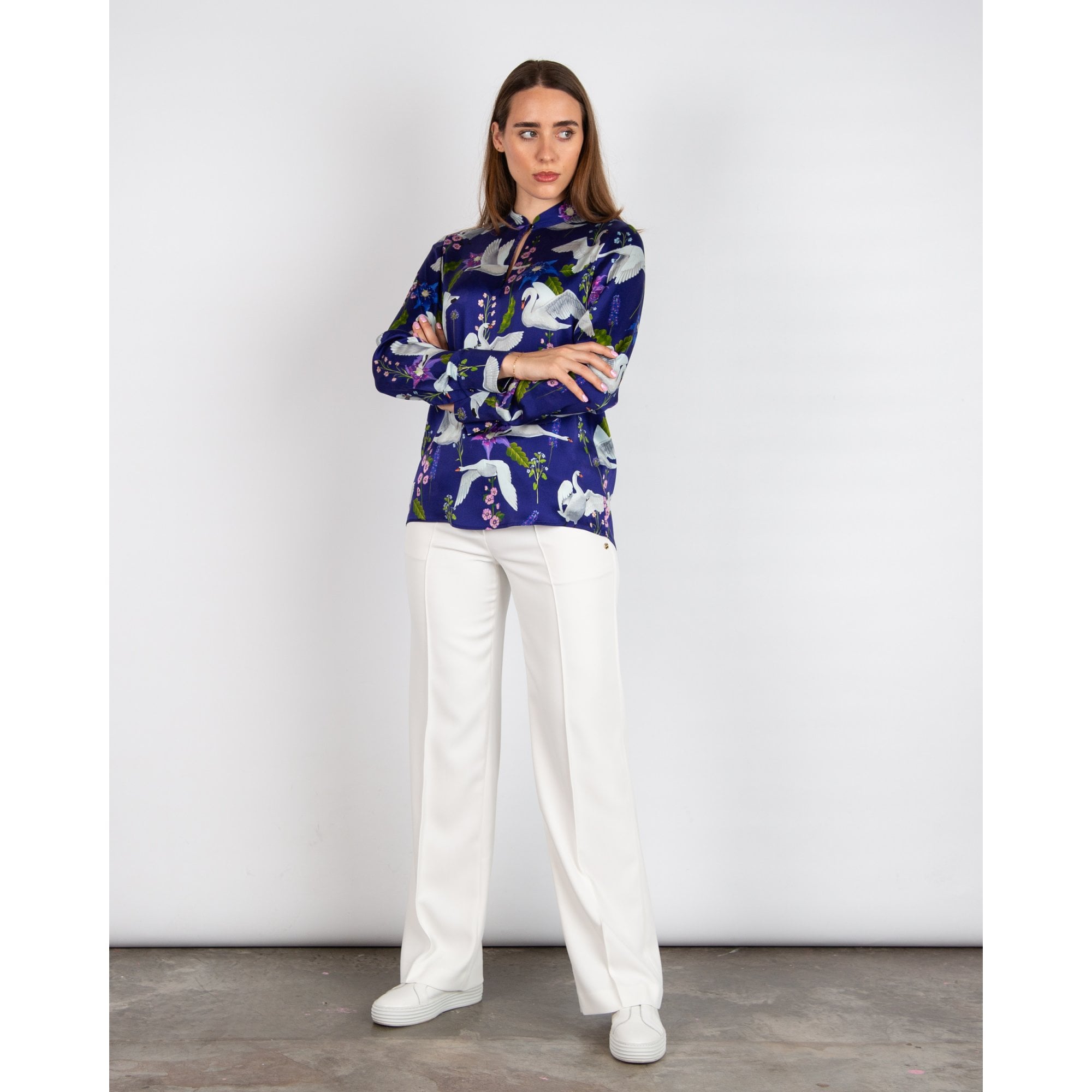 Marc Cain Washington Wide Leg Elasticated Waist Trouser Off White