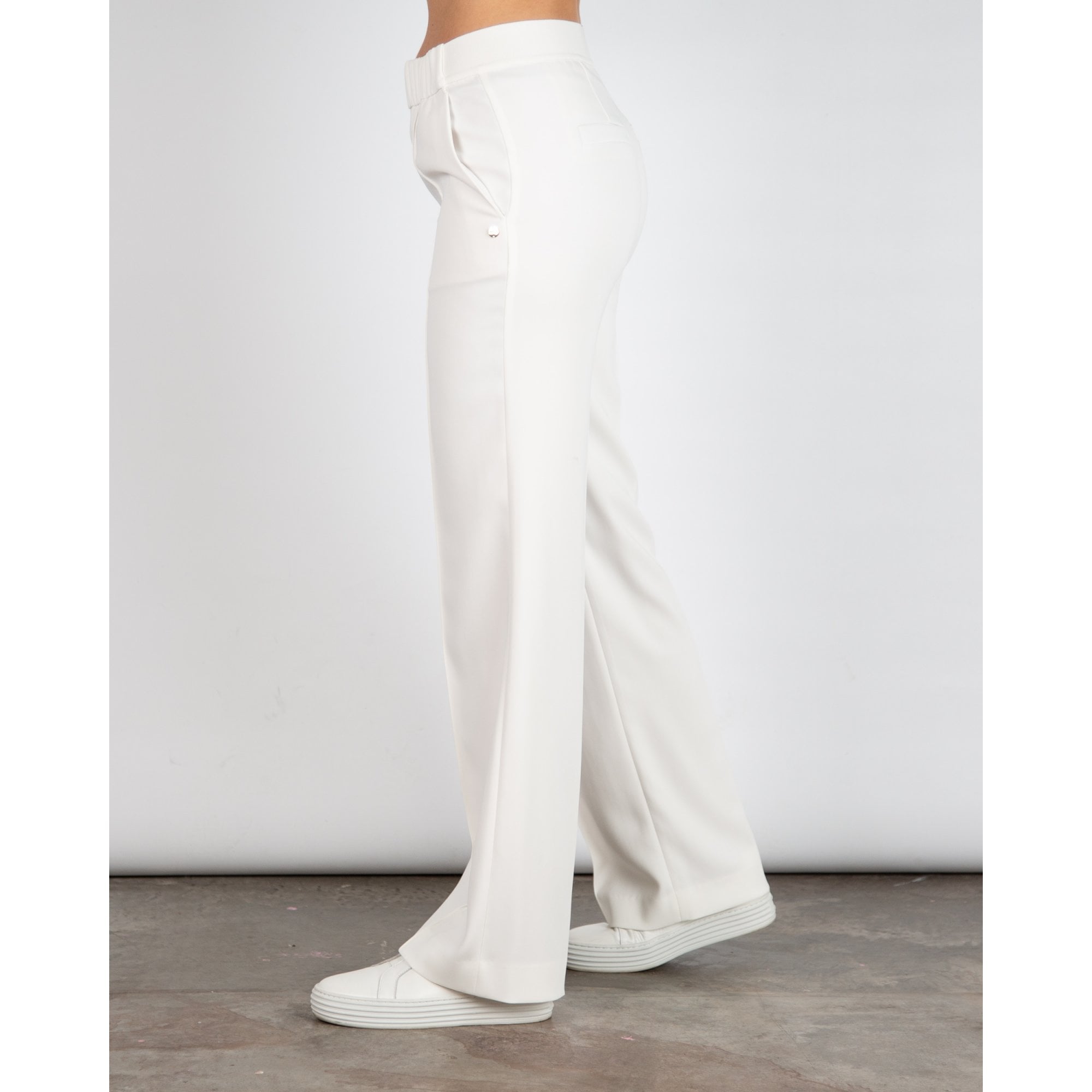 Marc Cain Washington Wide Leg Elasticated Waist Trouser Off White