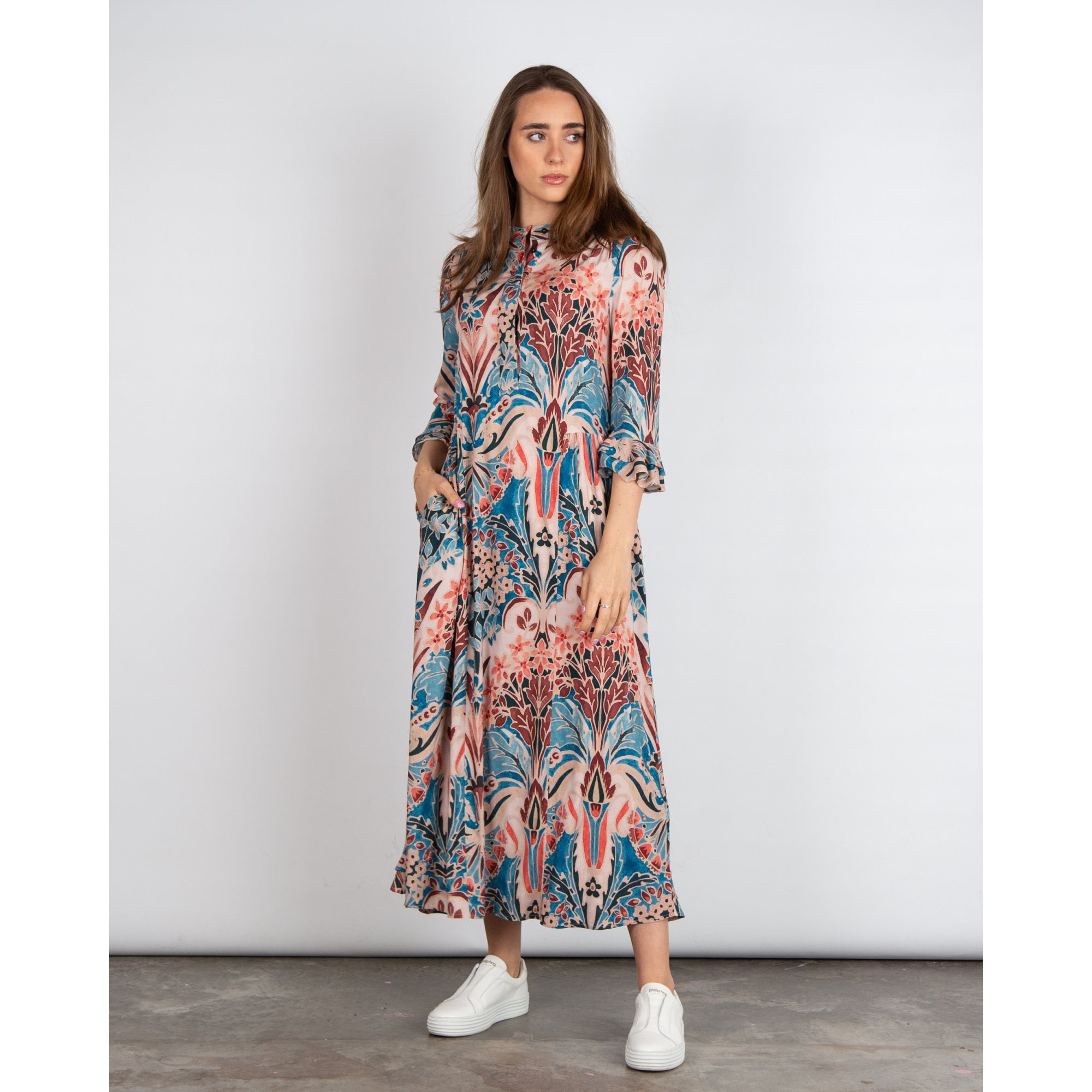 Dea Kudibal Rosanna EV Floral Double Frill Sleeve Viscose Dress Palazzo Allure