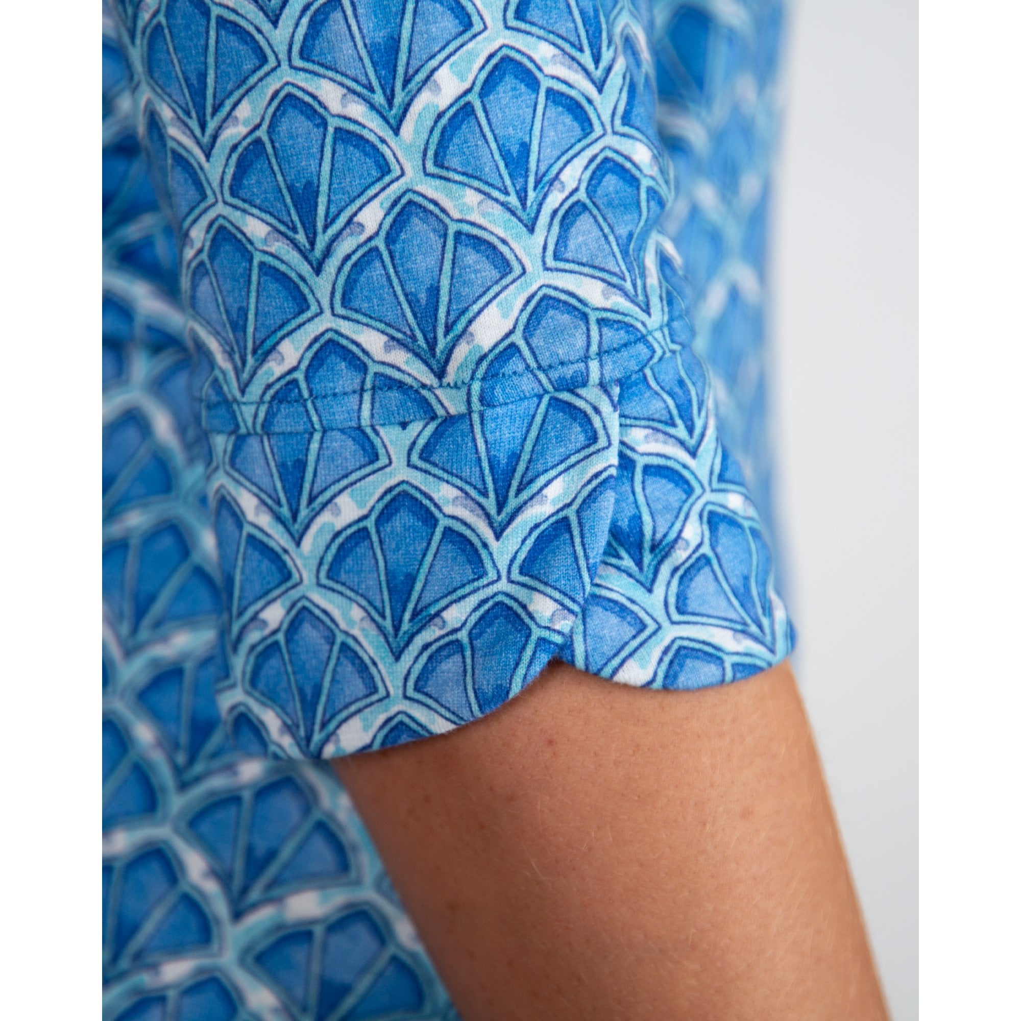 Hatley Lucy 3/4 Sleeve Split Neck Patterned Dress Mosaic Glass