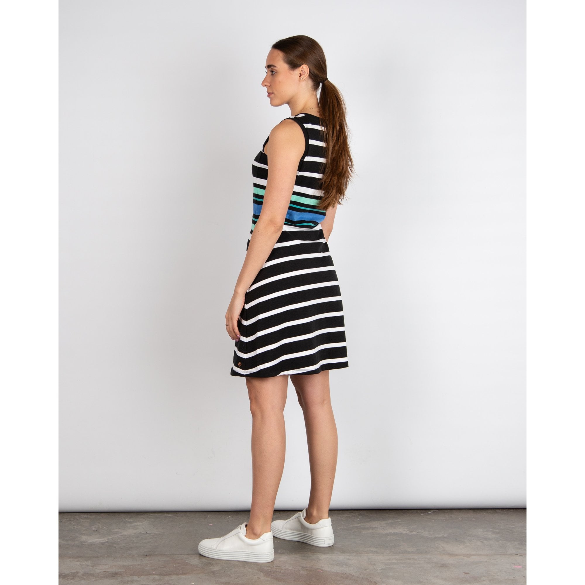Hatley Sarah Sleeveless Stripe A Line Dress Caviar Stripes