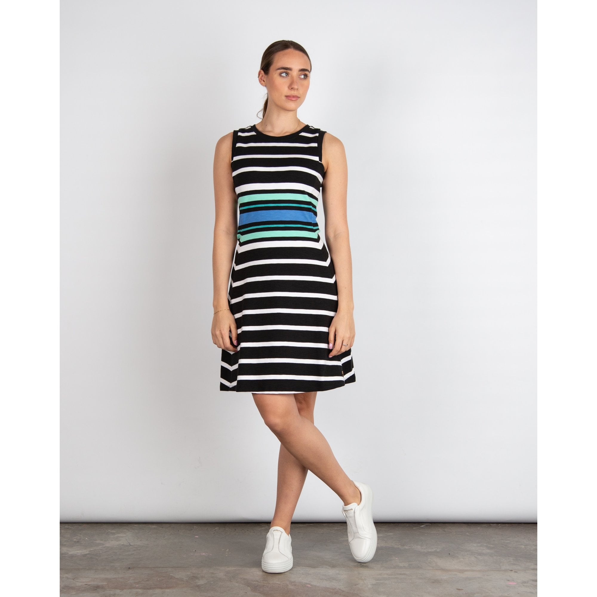 Hatley Sarah Sleeveless Stripe A Line Dress Caviar Stripes