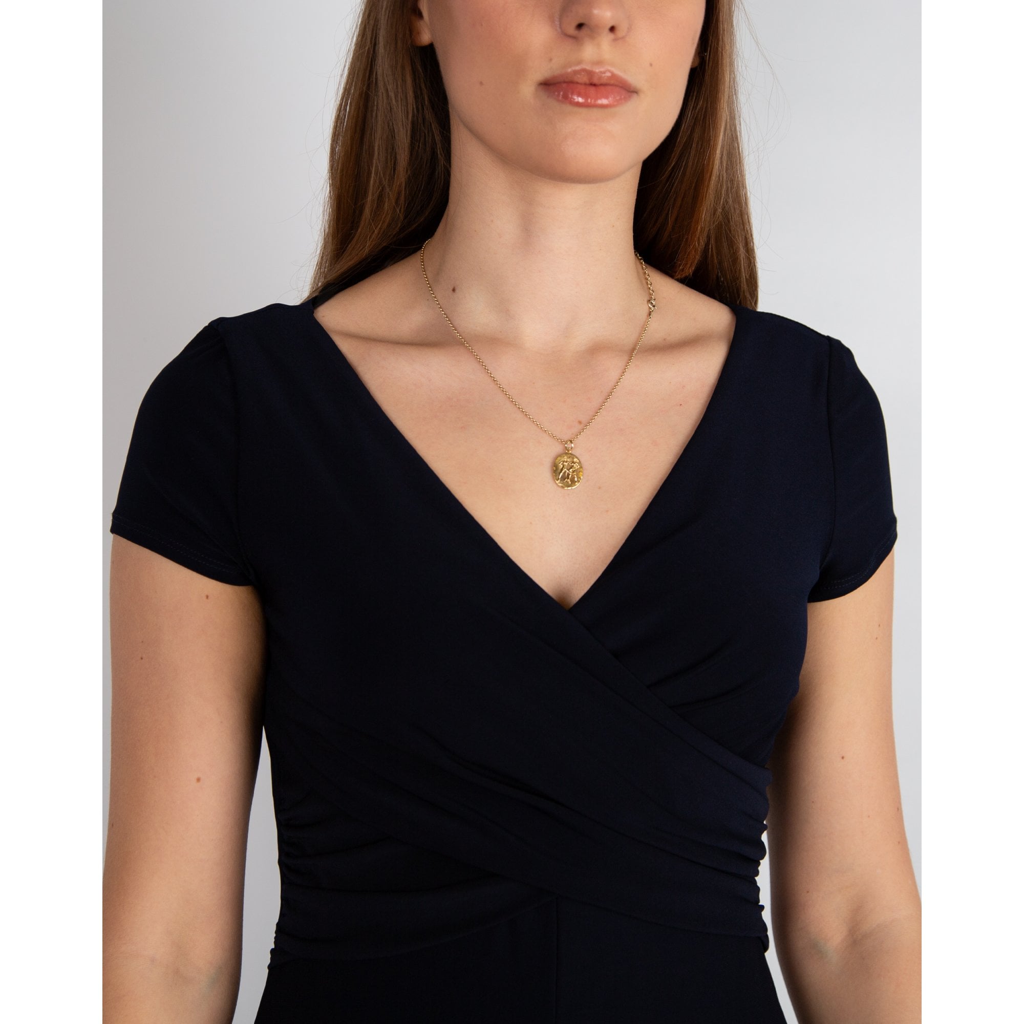 Joseph Ribkoff Short Sleeve Crossover Front Cropped Jersey Jumpsuit Navy