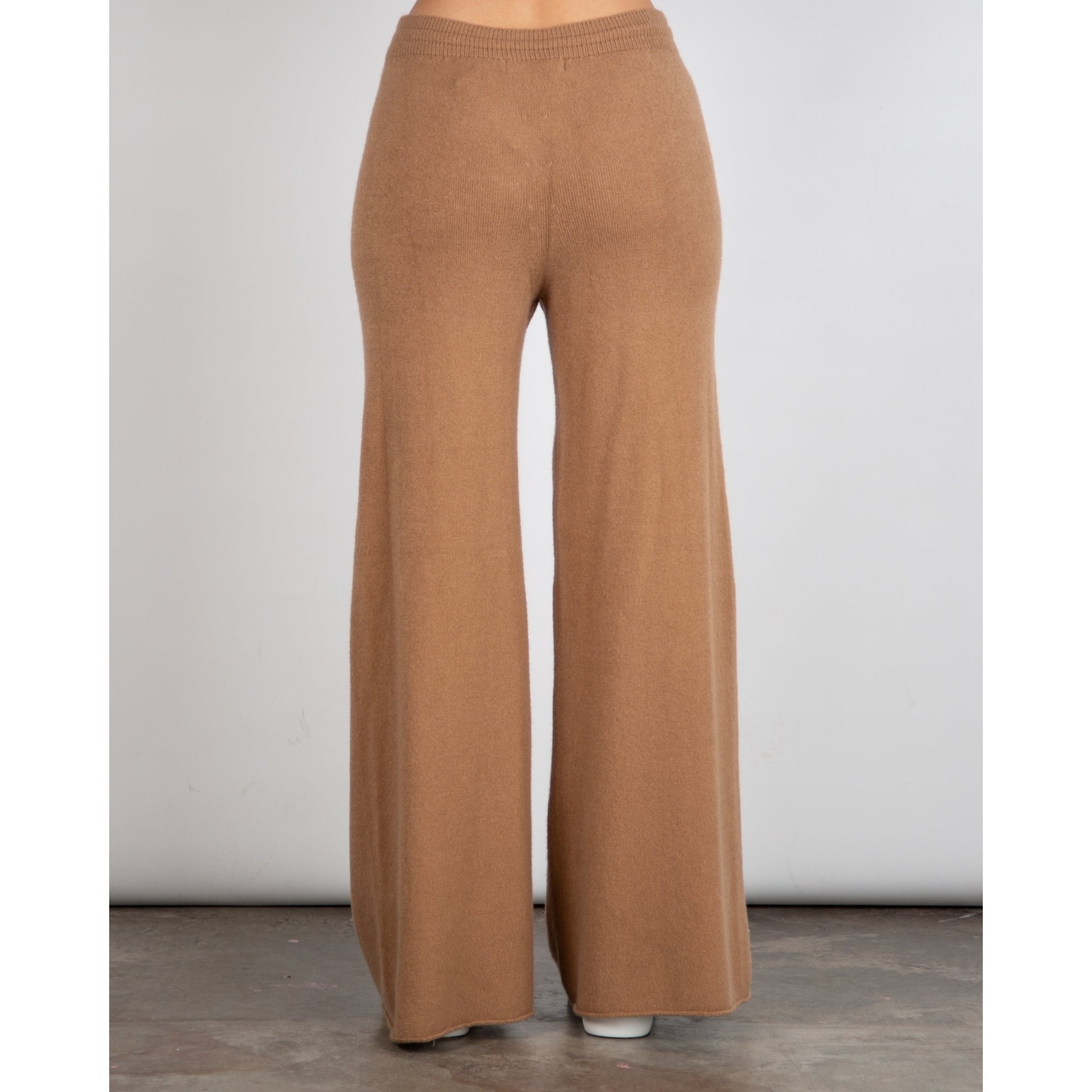 Amazing Woman Colette Wide Leg Knit Lounge Trouser With Tie Waist Caramel 085