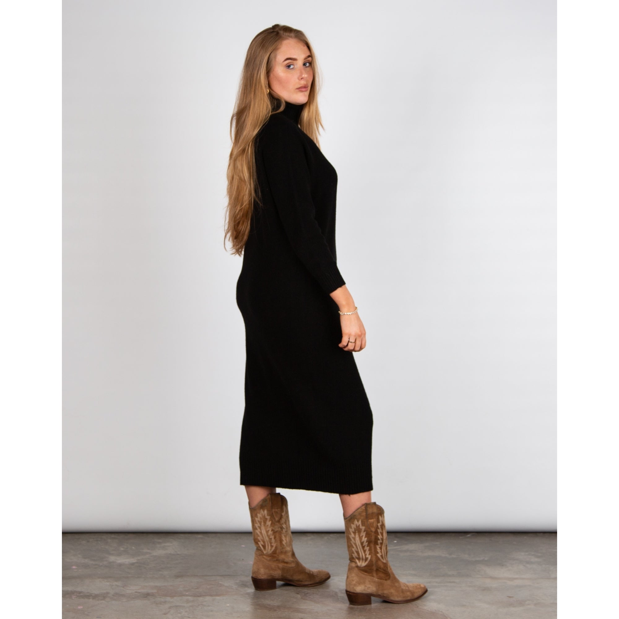 Amazing Woman Paige E Long Polo Neck Jumper Dress Black