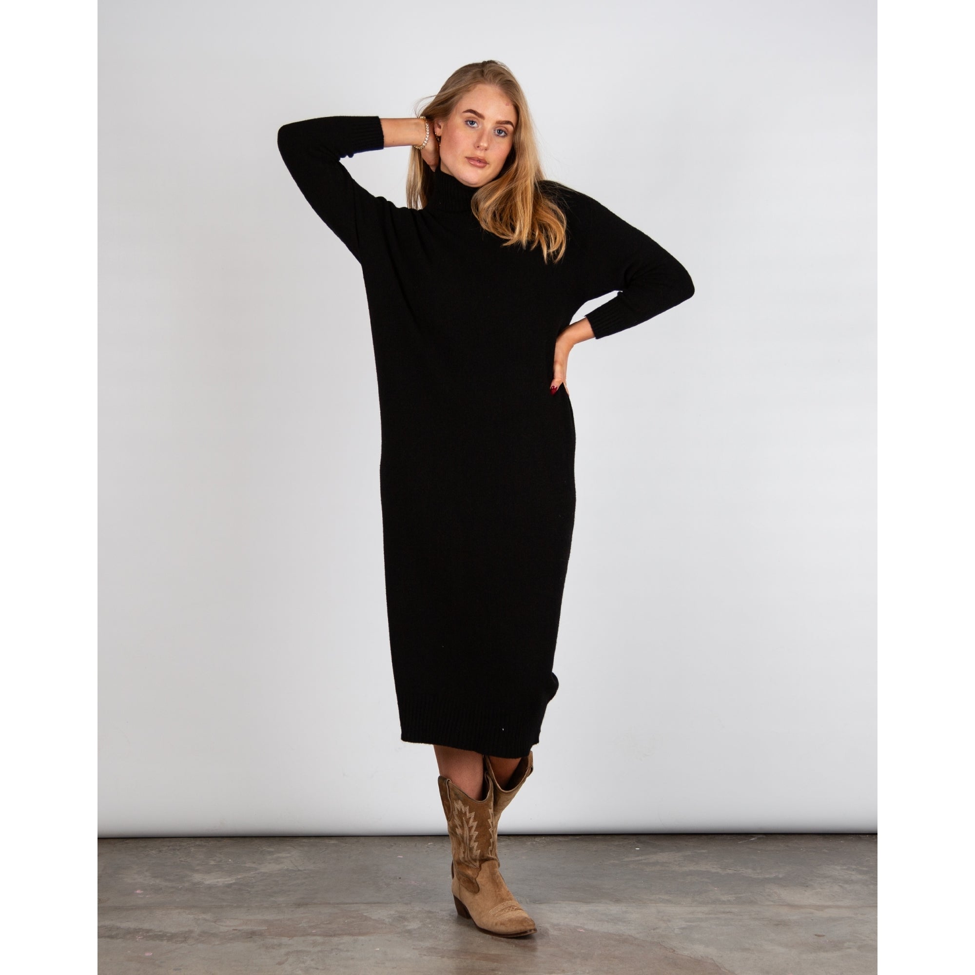 Amazing Woman Paige E Long Polo Neck Jumper Dress Black