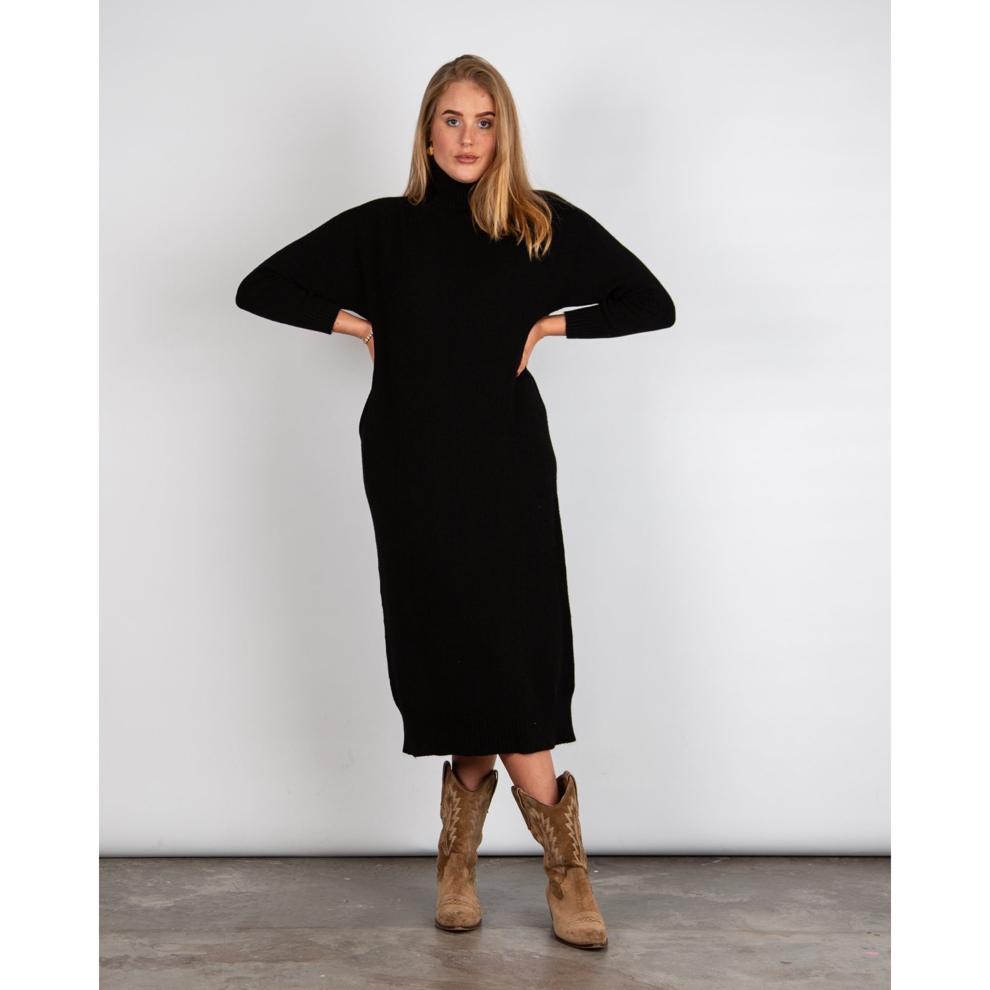 Amazing Woman Paige E Long Polo Neck Jumper Dress Black