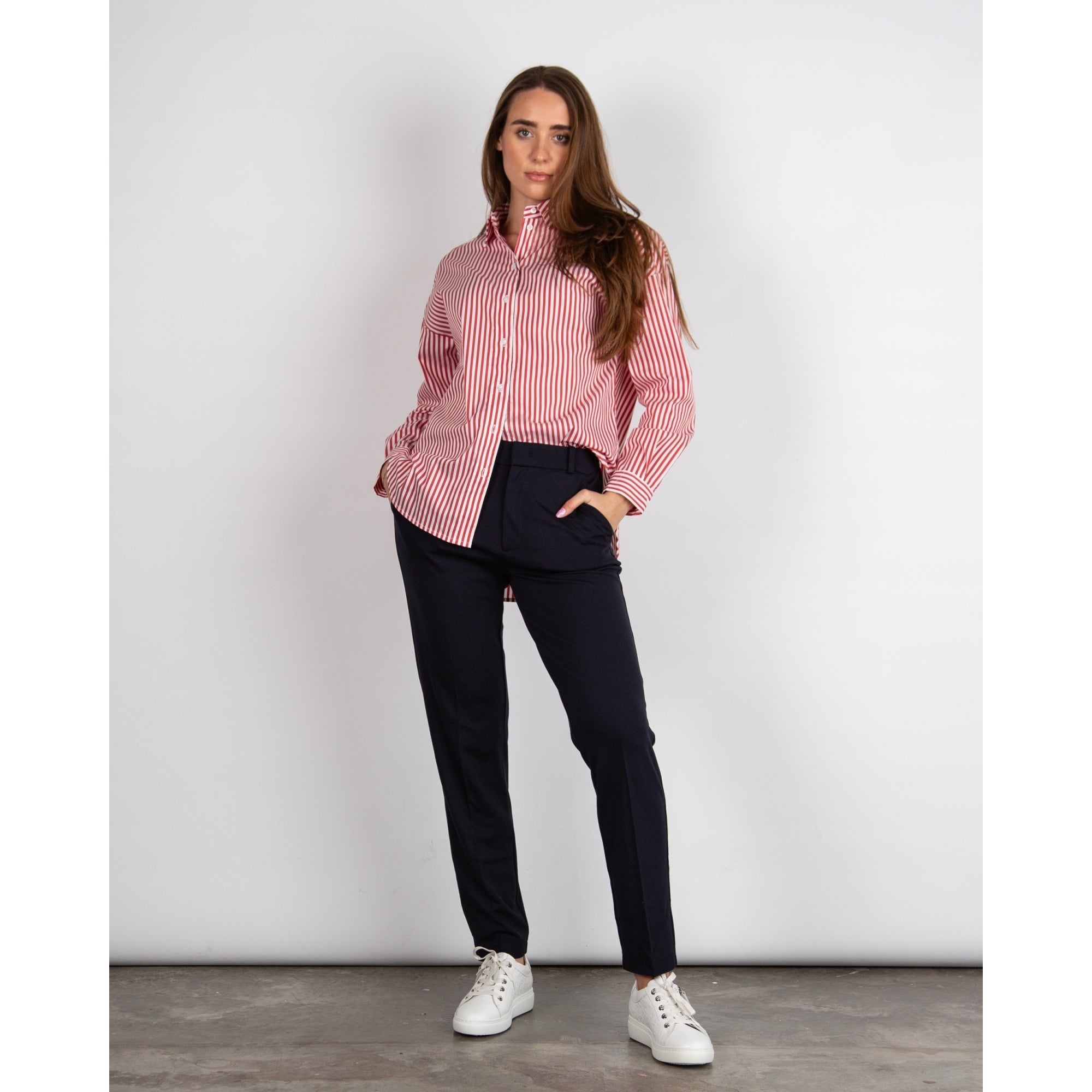 Oui Jersey Smart Trouser With Elastic Back Navy