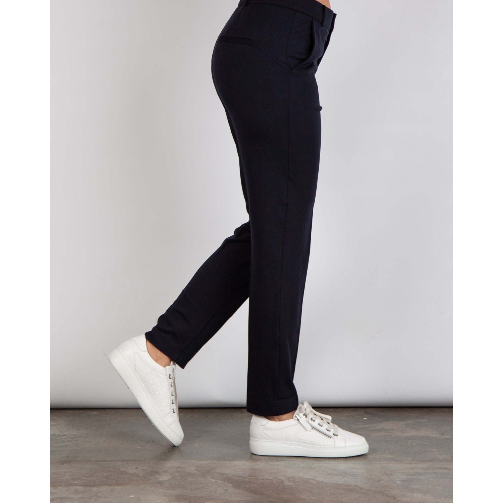 Oui Jersey Smart Trouser With Elastic Back Navy