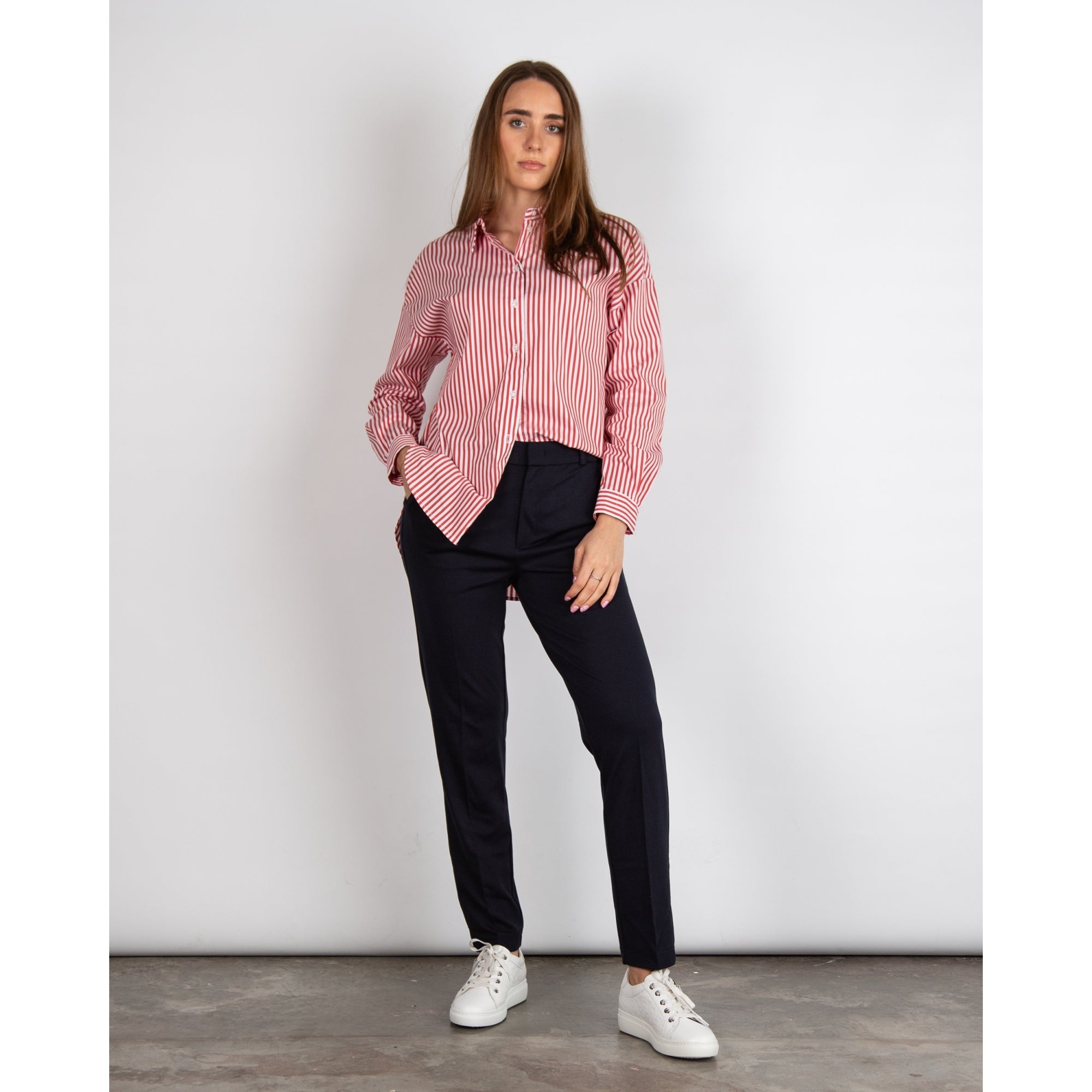 Oui Jersey Smart Trouser With Elastic Back Navy