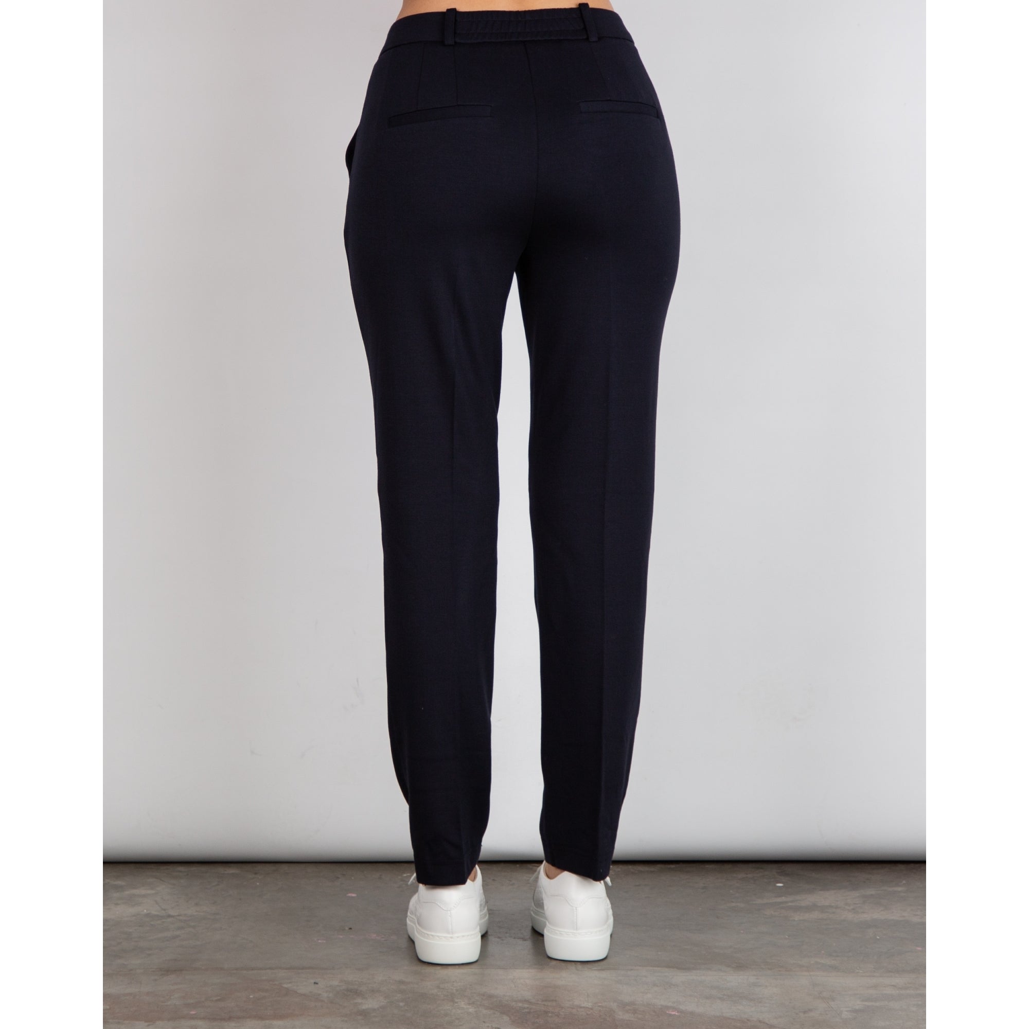 Oui Jersey Smart Trouser With Elastic Back Navy