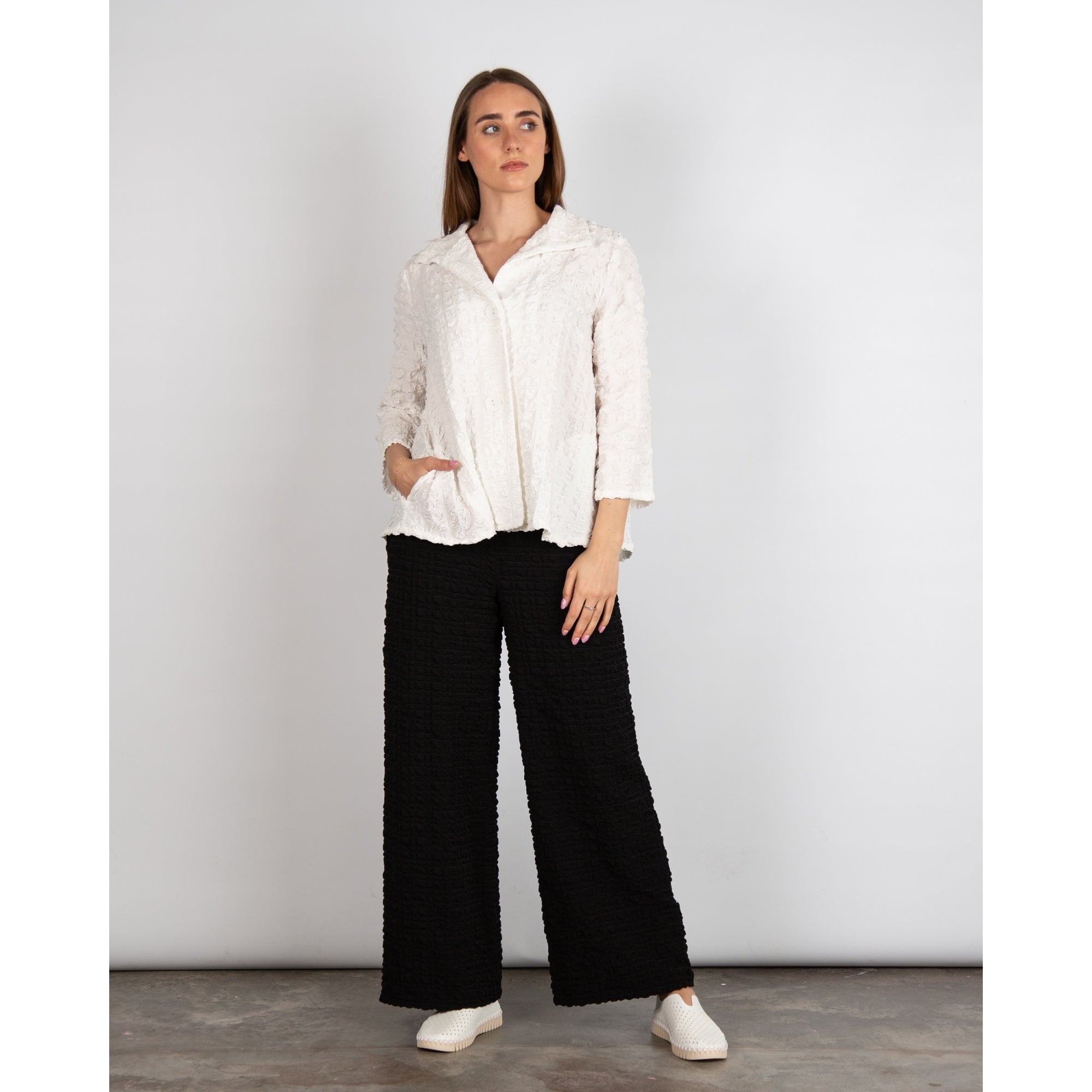 Joseph Ribkoff Waffle Cropped Trouser Black