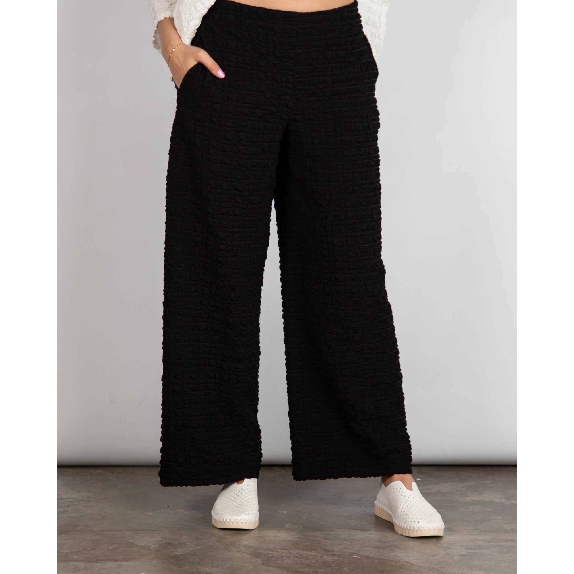 Joseph Ribkoff Waffle Cropped Trouser Black