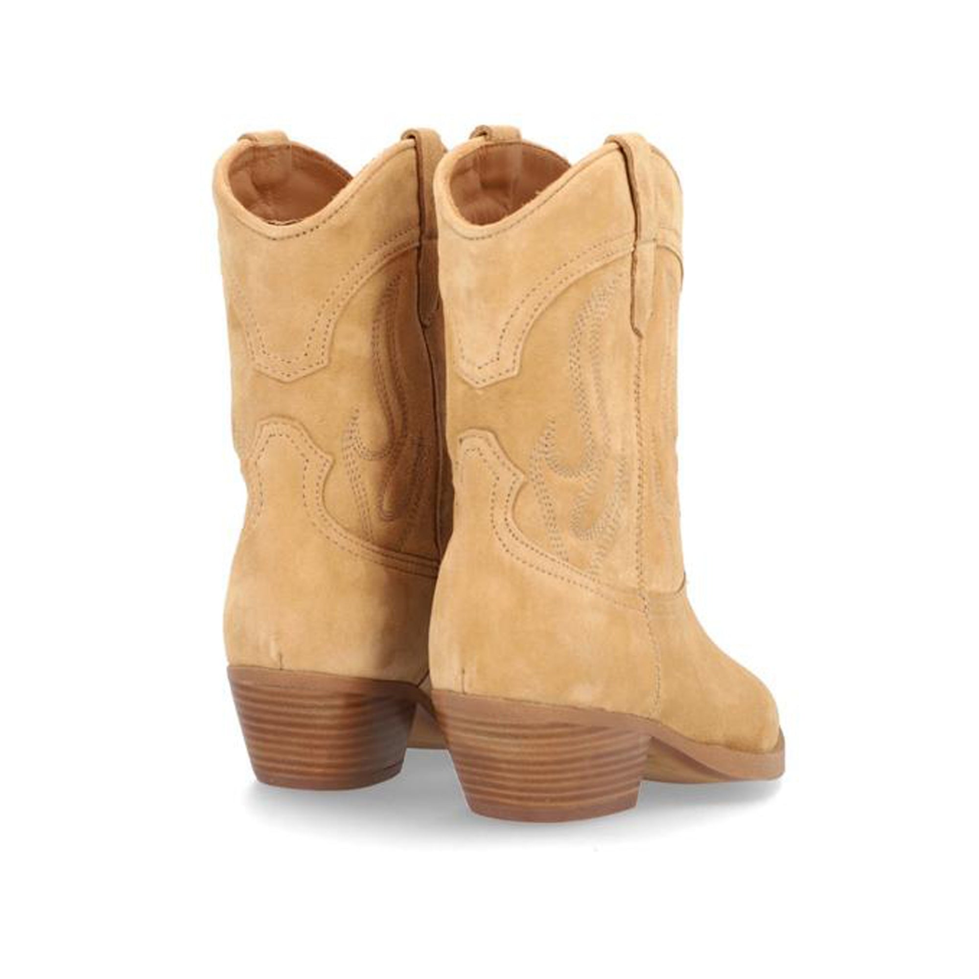 Alpe Short Suede Stitched Cowboy Boots Light Tan