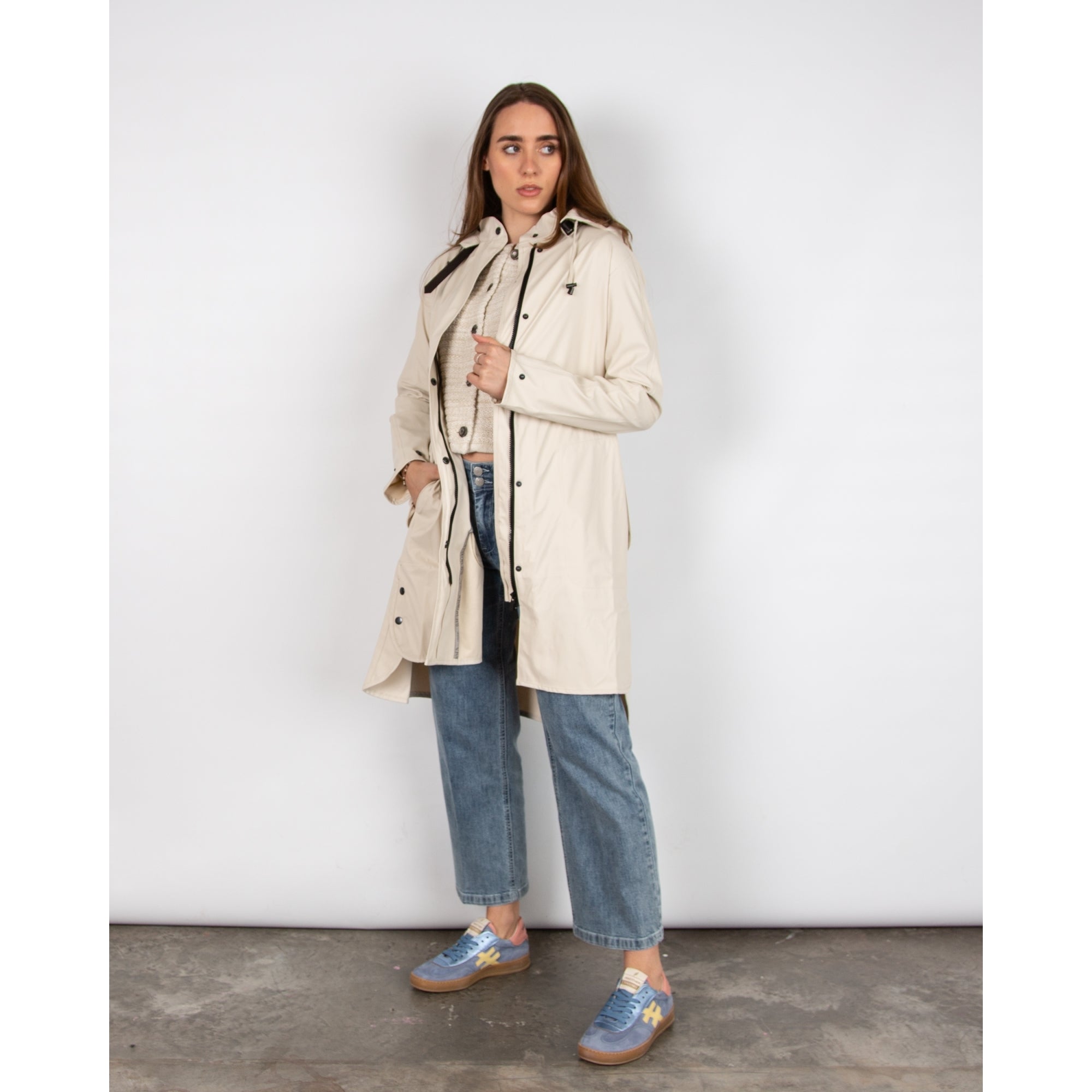 Ilse Jacobsen Rain71 Rain Coat With Belted Detachable Hood Cream 121