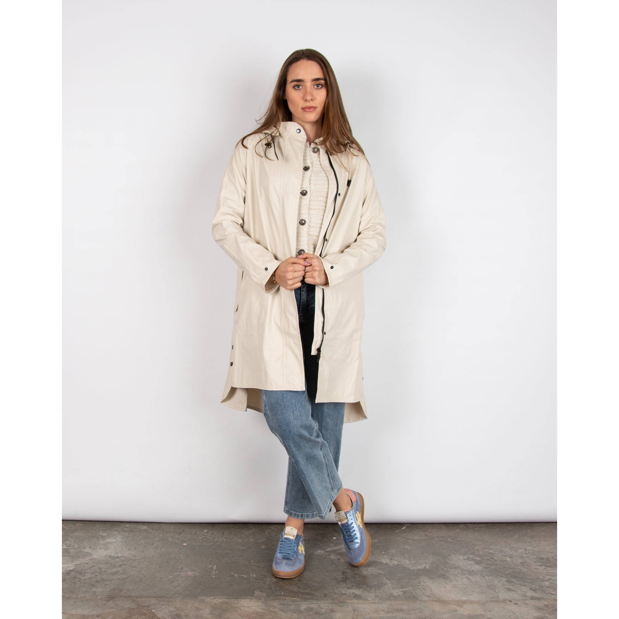 Ilse Jacobsen Rain71 Rain Coat With Belted Detachable Hood Cream 121