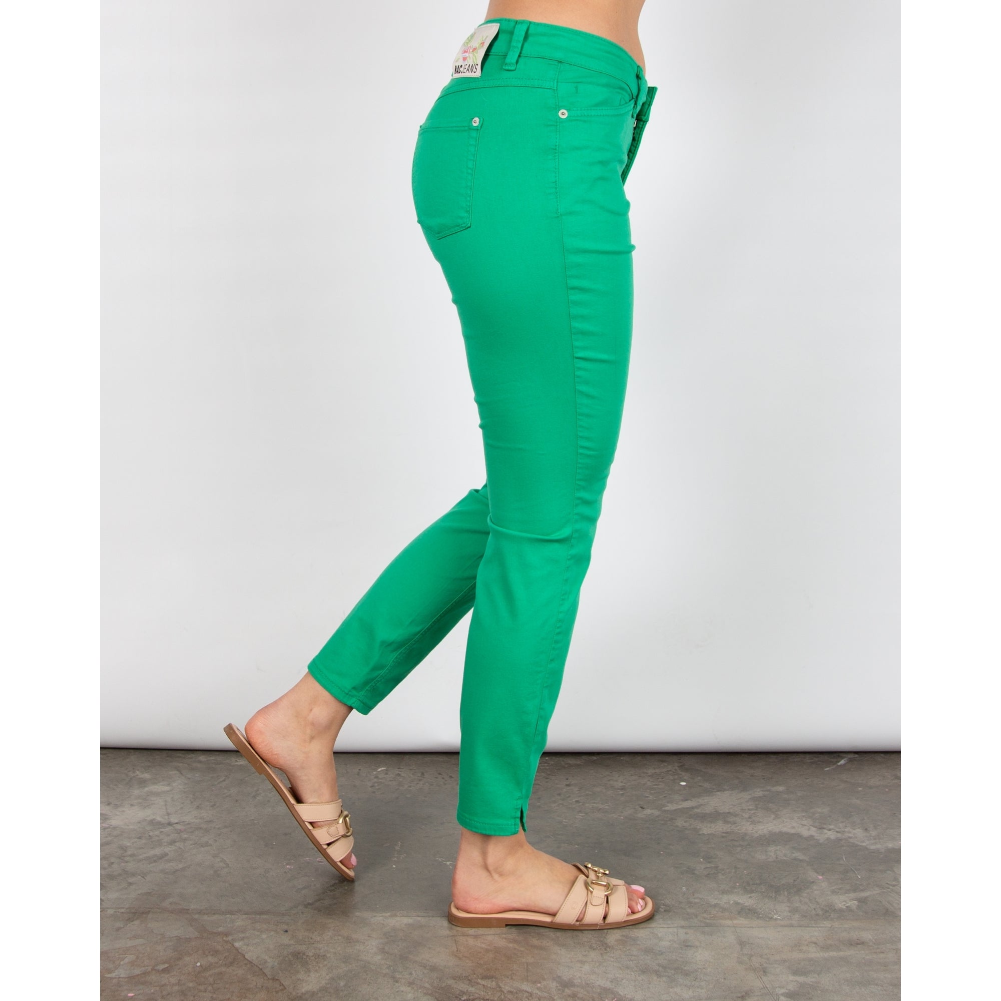 Mac Super Soft Slim Jean With Mini Ankle Split Bright Green 621r 28L
