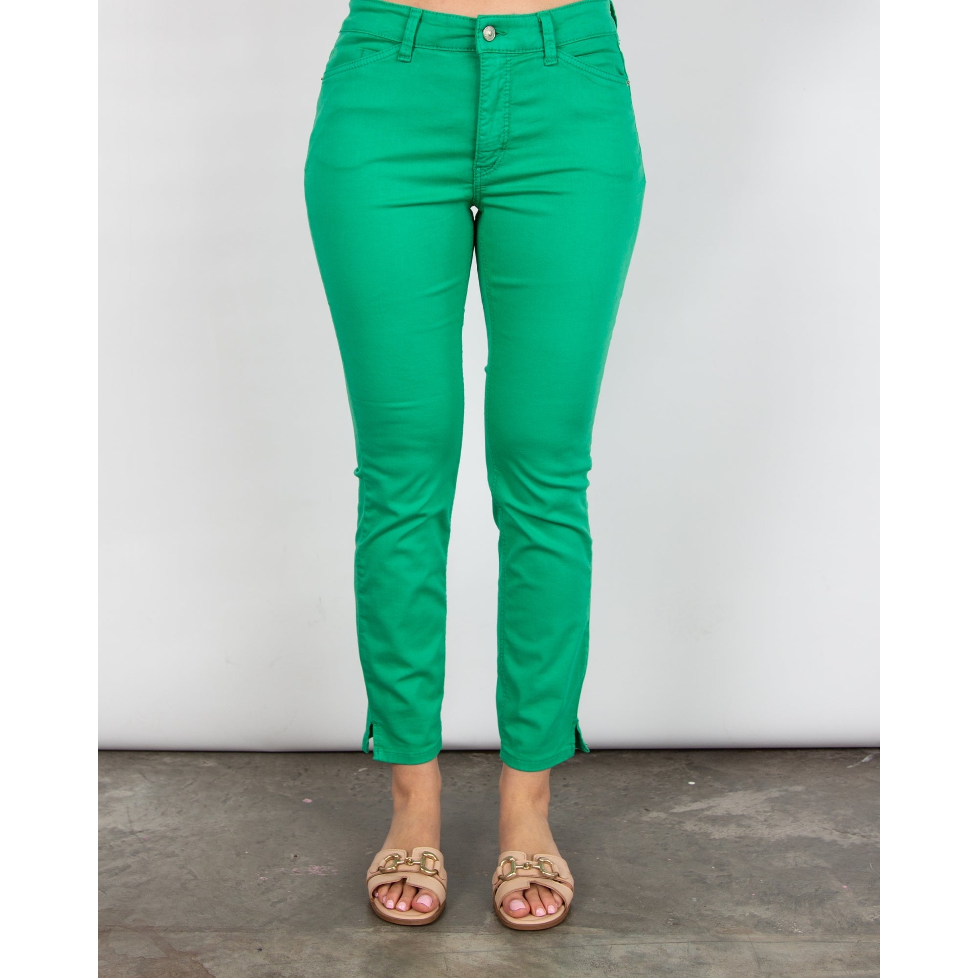 Mac Super Soft Slim Jean With Mini Ankle Split Bright Green 621r 26L