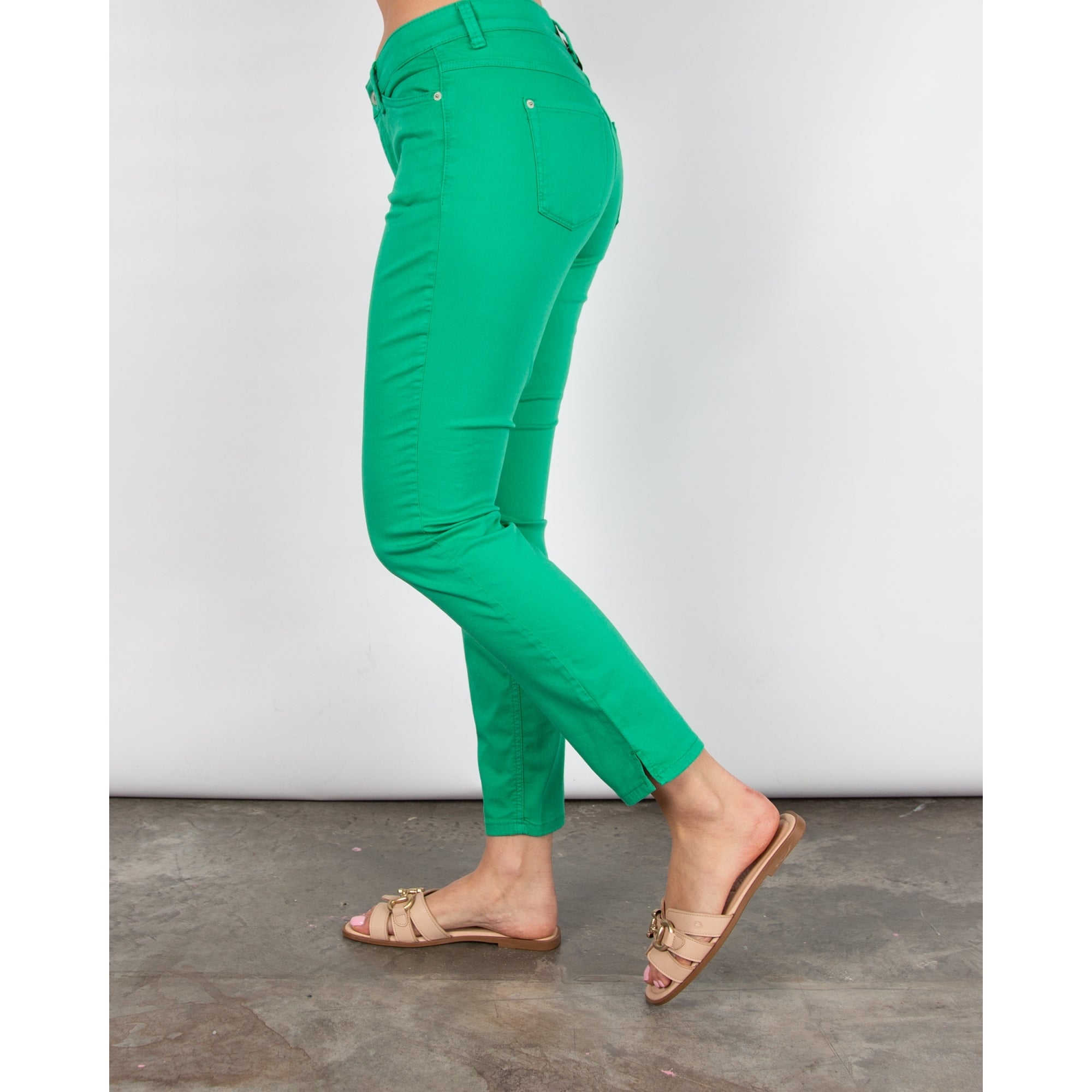 Mac Super Soft Slim Jean With Mini Ankle Split Bright Green 621r 26L