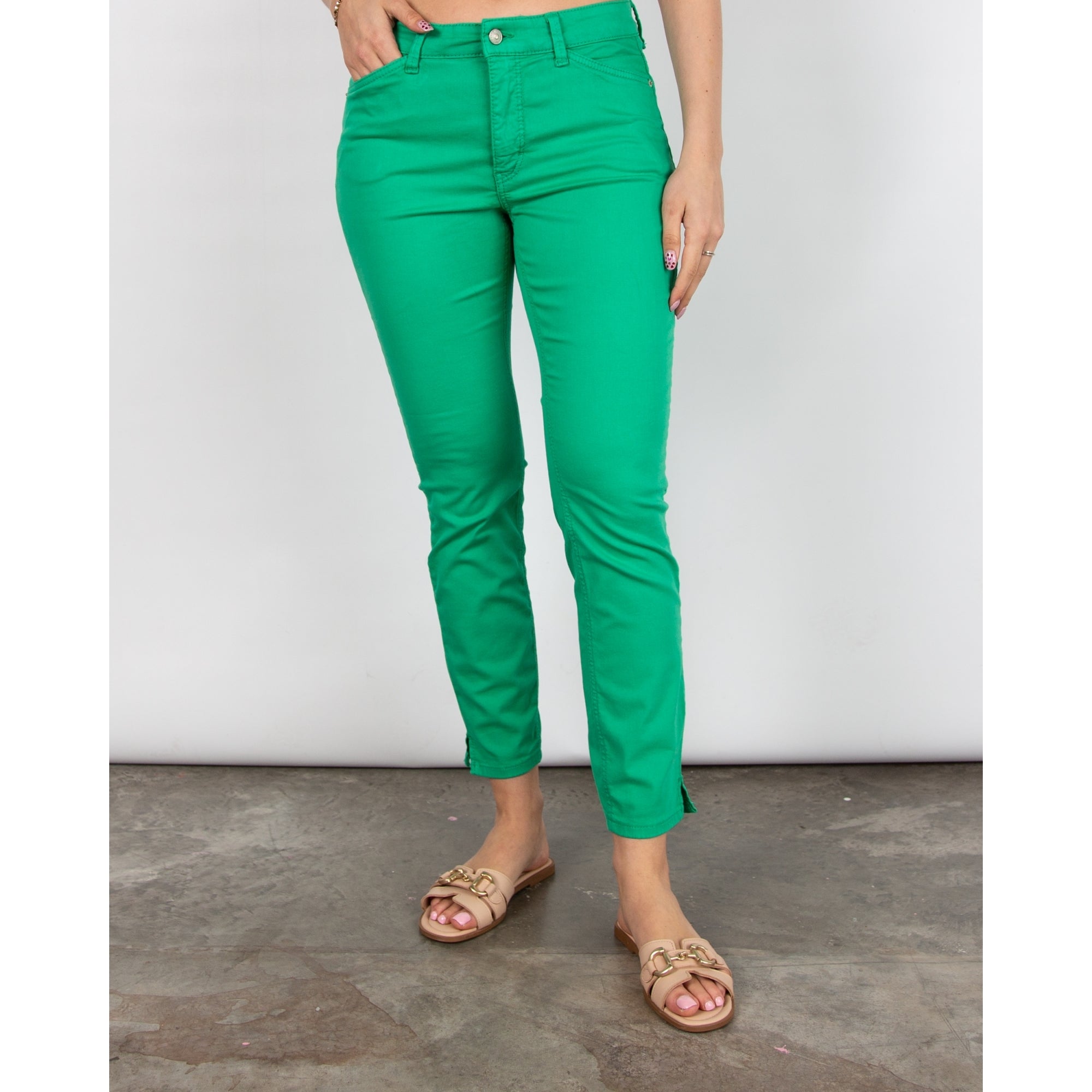 Mac Super Soft Slim Jean With Mini Ankle Split Bright Green 621r 26L