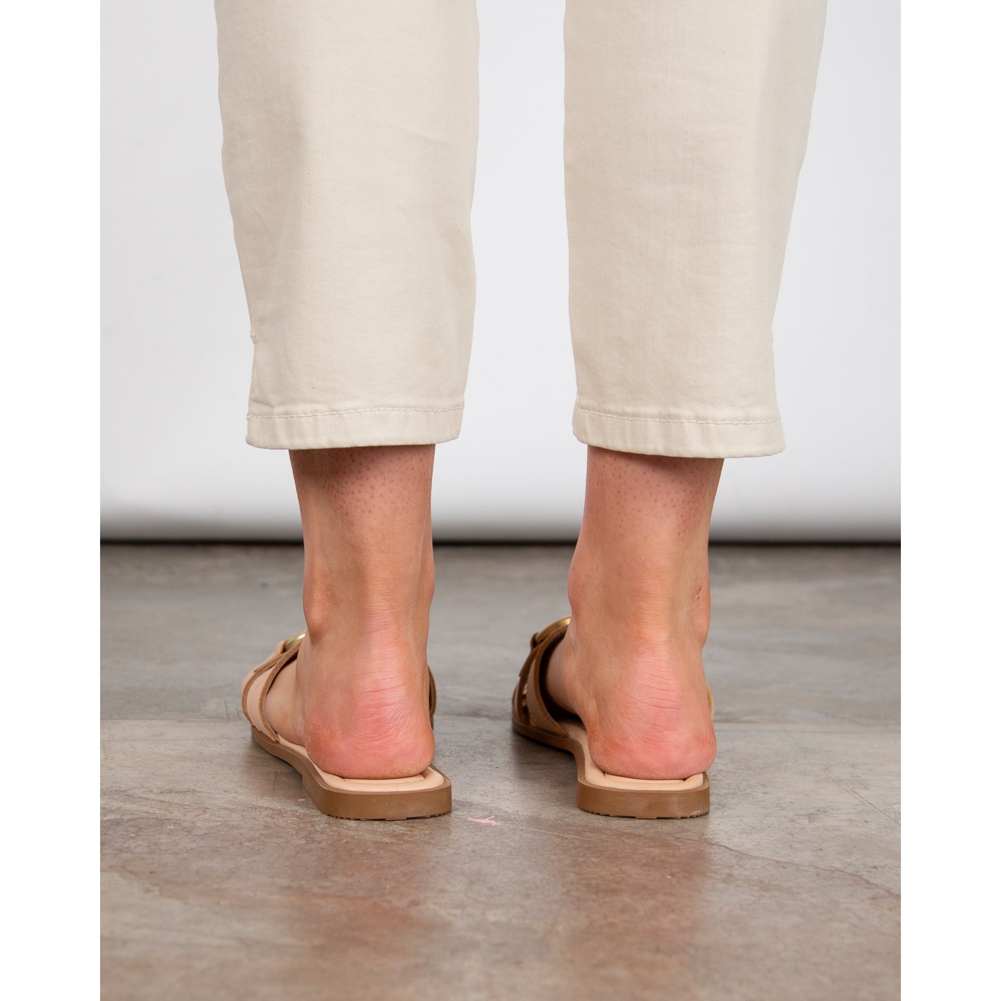 Carmela Slip On Flat Sliders With Horse Bit Buckle Nude