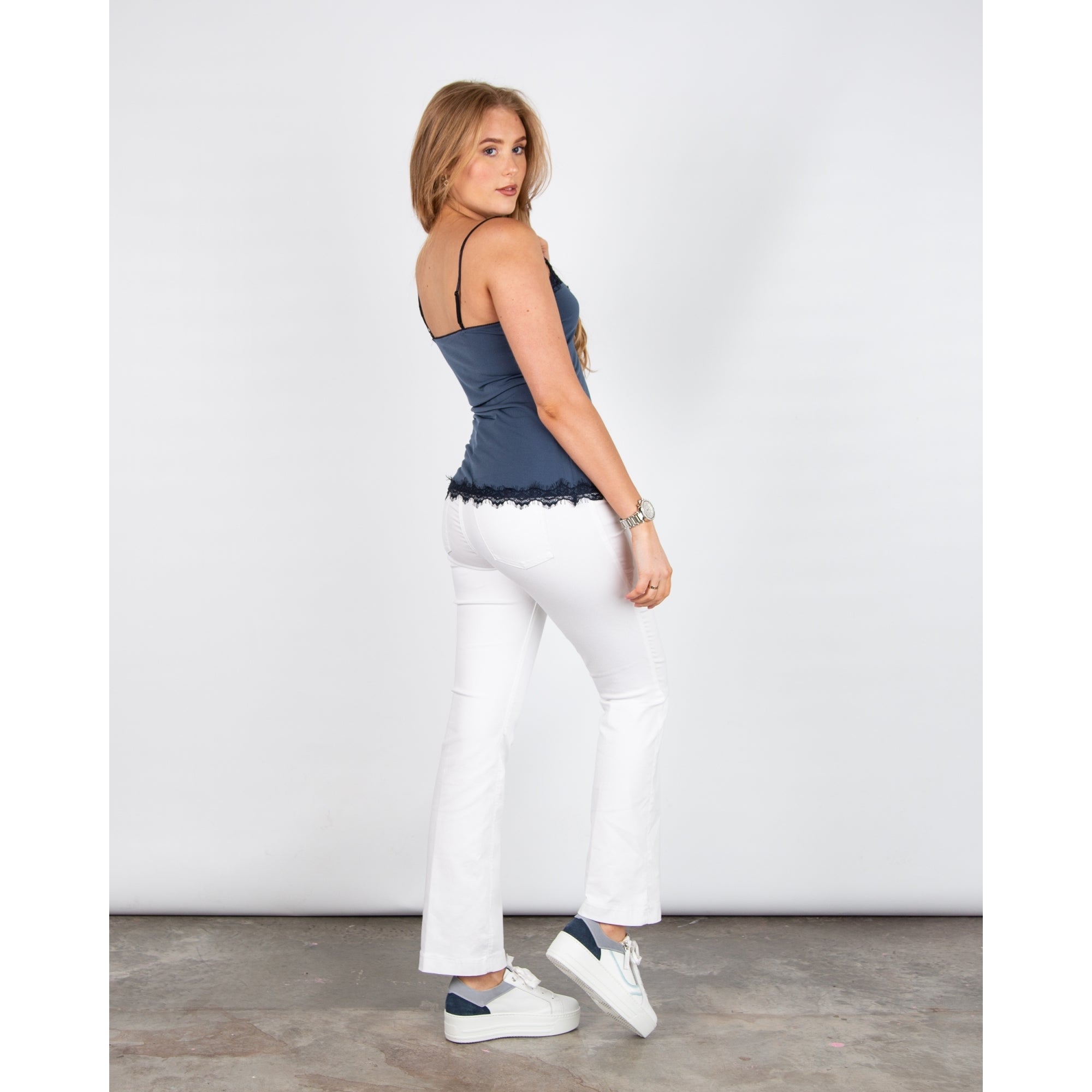 Oui Lace Trim Camisole Vintage Indigo