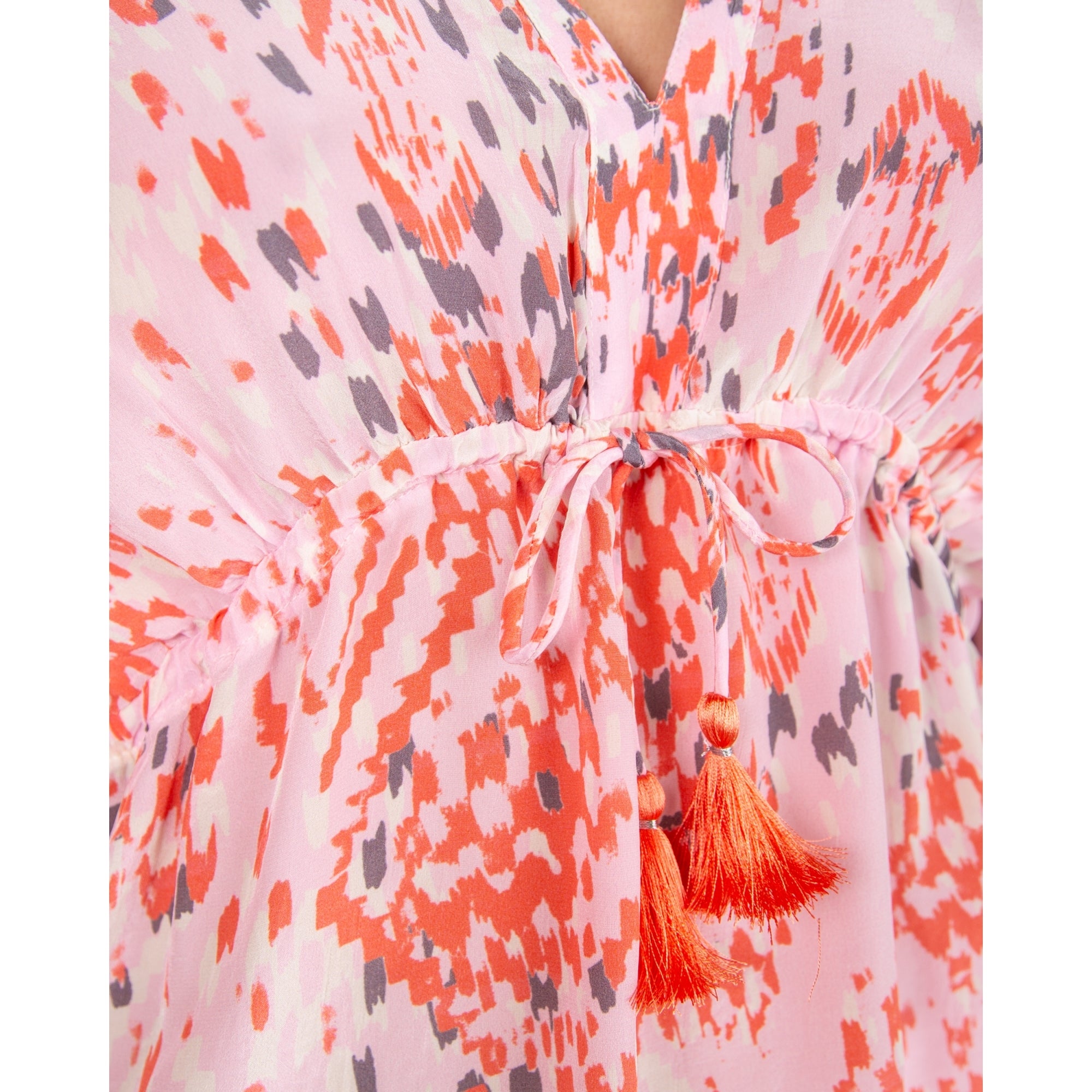 Moliin Alexis Empire Seam Drawstring Split Neck Blouse Dubarry Pink